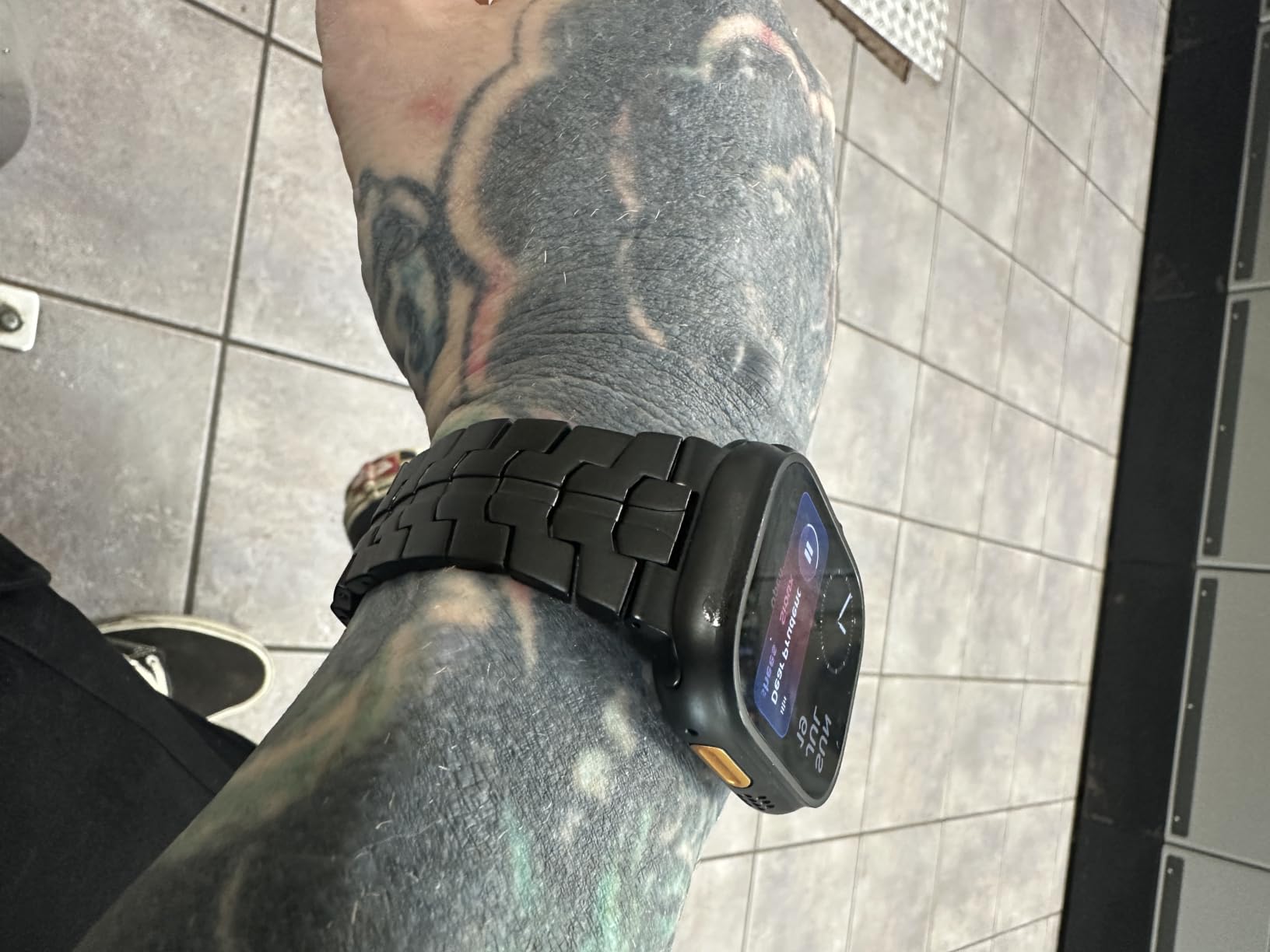 Grade 5 Titanium Band for Apple Watch Ultra 3/2/1 49mm & Series 11/10 46mm, DLC Coating Anti-Scratch Ultra 3 Band with Small-Link Design for Precise Fit, Secure Butterfly Clasp Band for Men customer photo 2