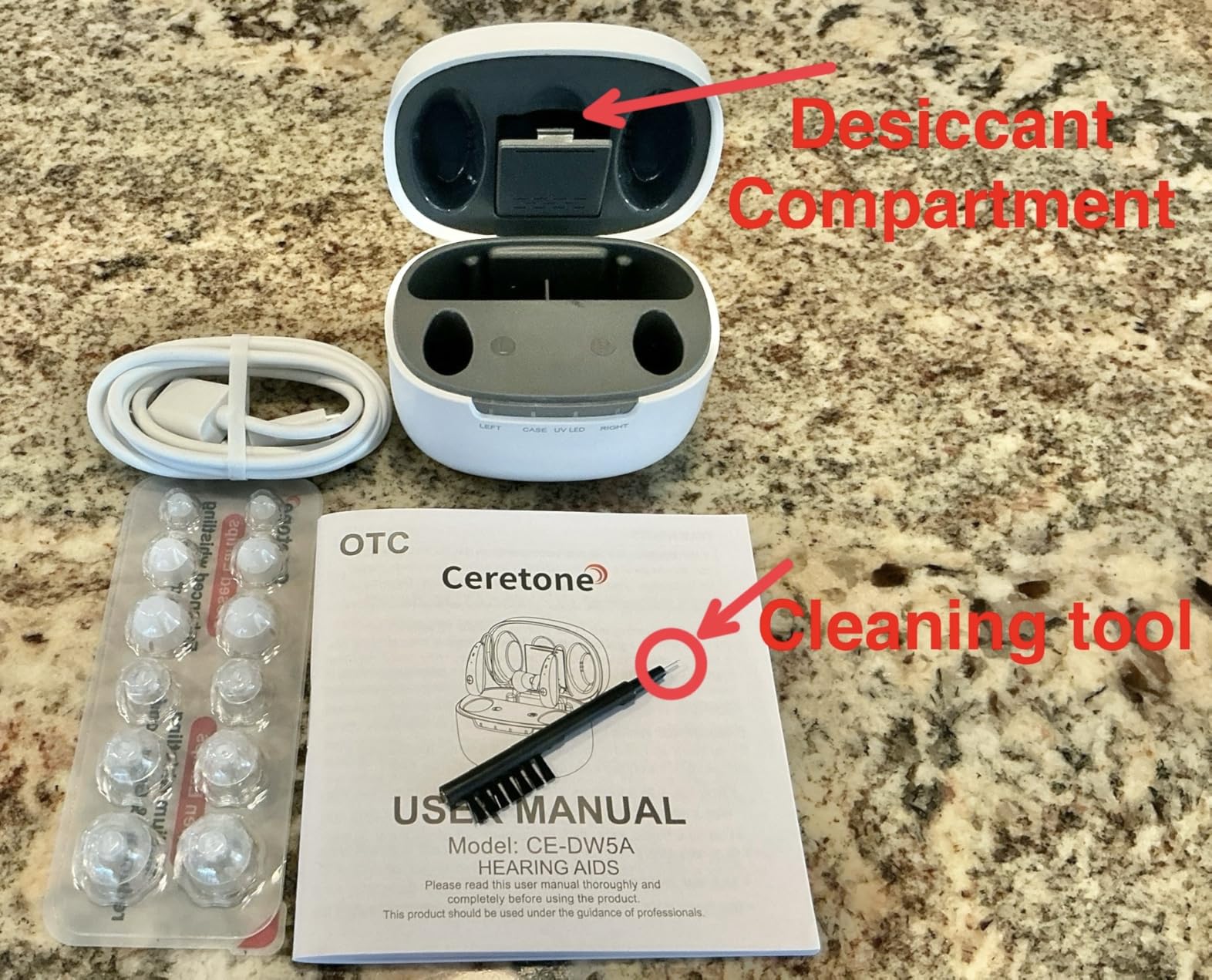 Ceretone Supermini Rechargeable Hearing Aids for Seniors, Invisible OTC Hearing Aids with Advanced Wind Noise Management - Auto Turn On&Off, Hearing Device with 4 Sizes Soft Eartips (Beige) customer photo 1