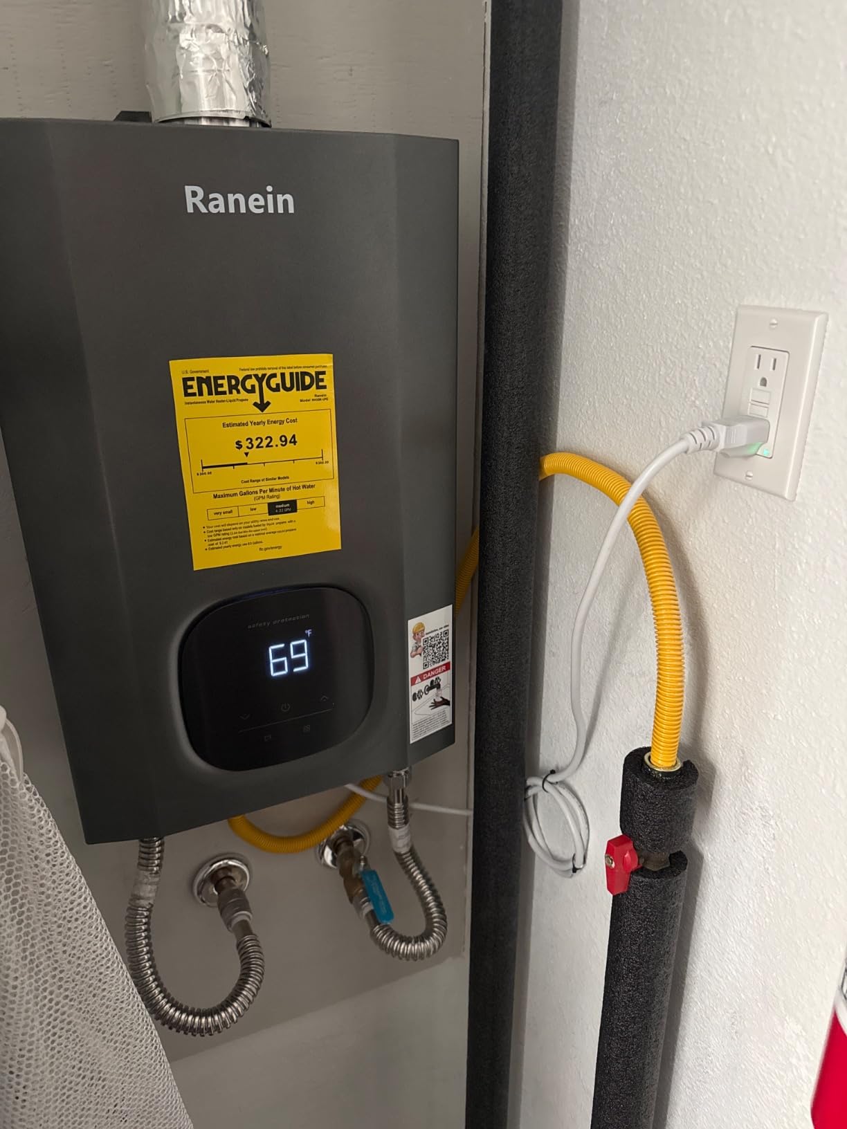 Ranein Natural Gas Tankless Water Heater, 5.3 GPM, 130,000 BTU, Outdoor | Endless hot water for outdoor, 3-5 water points, anti-freeze, LED control panel, weatherproof, energy saving, for patio customer photo 2