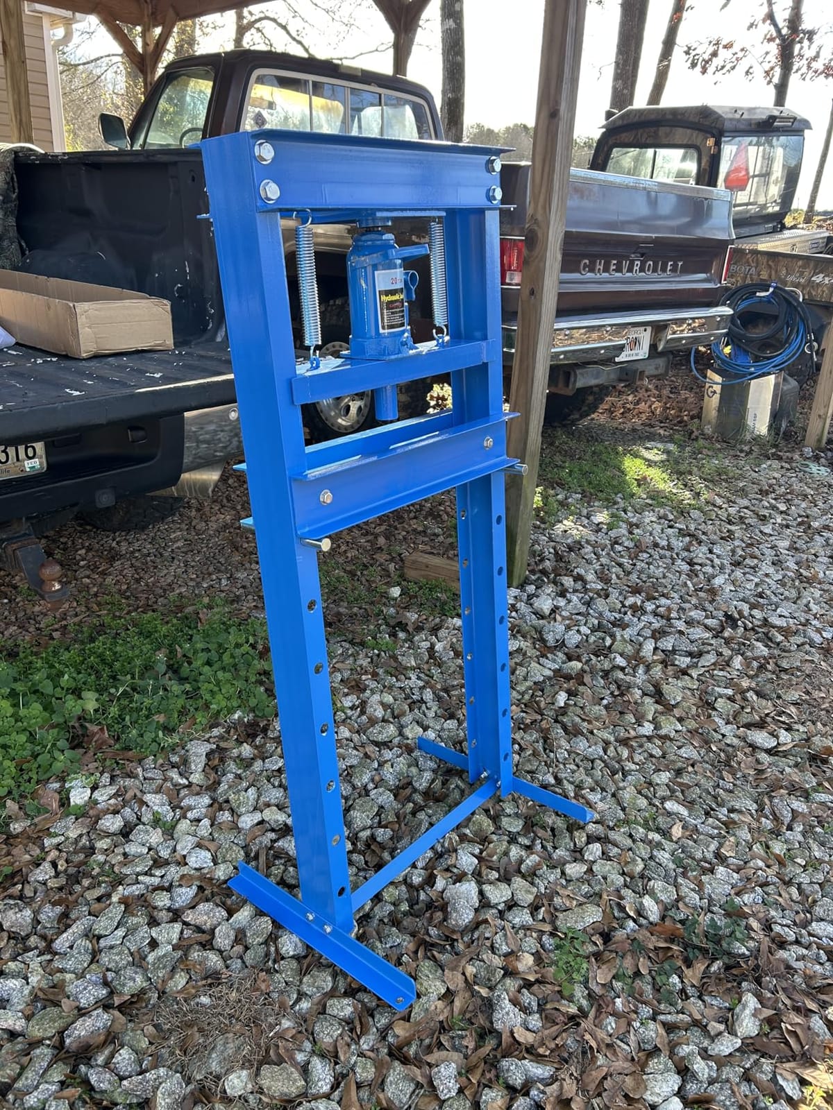 20T Hydraulic Press, Heavy Duty H-Frame Garage Floor Hydraulic Shop Press | with Press Plates, Adjustable Working Table Height, for Auto Repair, Blue customer photo 2