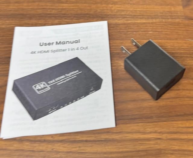4K HDMI Splitter 1 in 4 Out, Supports 1080P@120Hz, Up to 100ft Long Distance Transmission, Powered 1x4 HDMI Splitter with 5V DC Power Adapter, Duplicate & Mirror Display (Black) customer photo 1