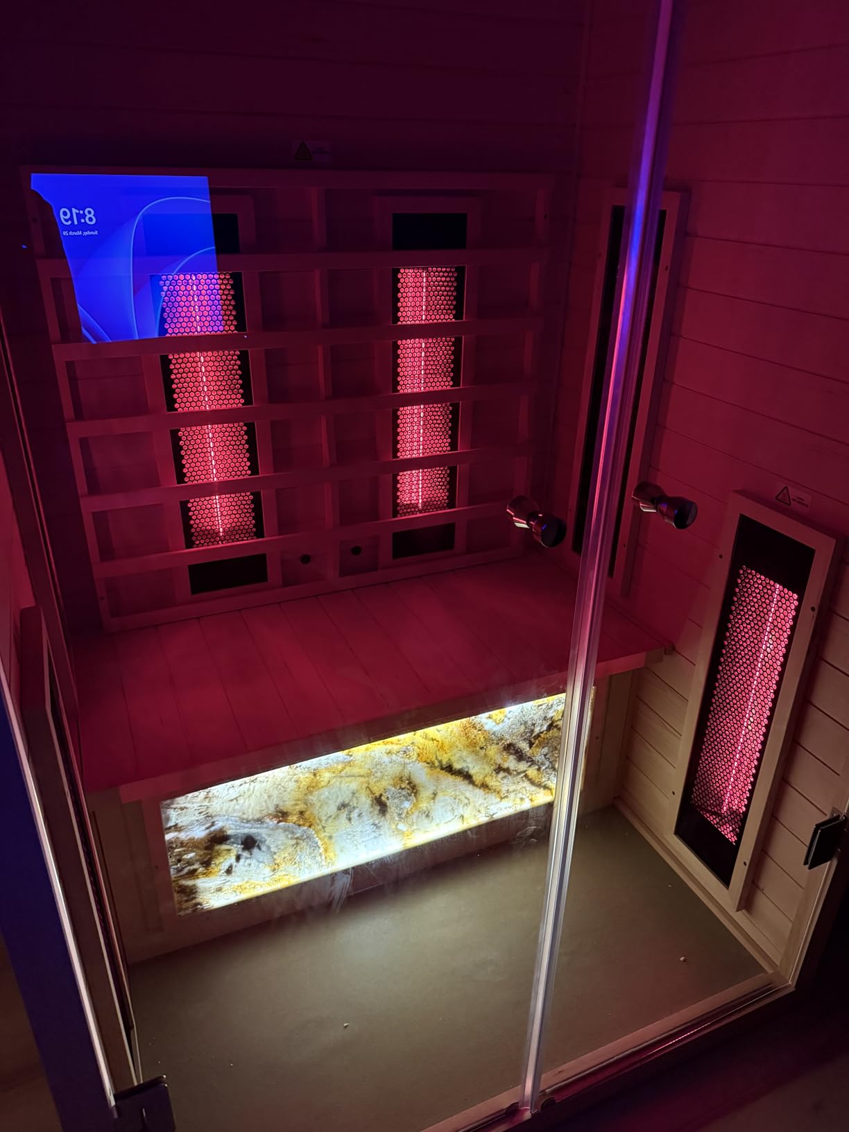 3 Person Infrared Sauna Ceramic Infrared Sauna w/Red Light Therapy | Far & Near Infrared Sauna Indoor, Low EMF Infrared Saunas for Home, Hemlock Deluxe Glass Home Sauna with Granite Backdrop customer photo 1