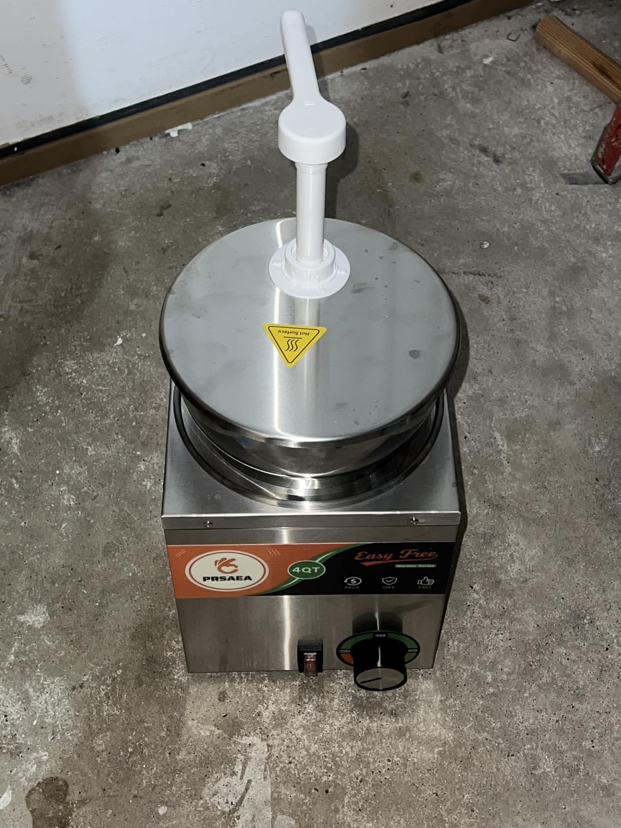 Original 4QT Nacho Cheese Dispenser Warmer, Food-Grade Stainless Steel Cheese Warmer with 2 Pump, Commercial Smart Nacho Cheese Machine for Parties, Catering and Events (Includes Tags & Trays) customer photo 1