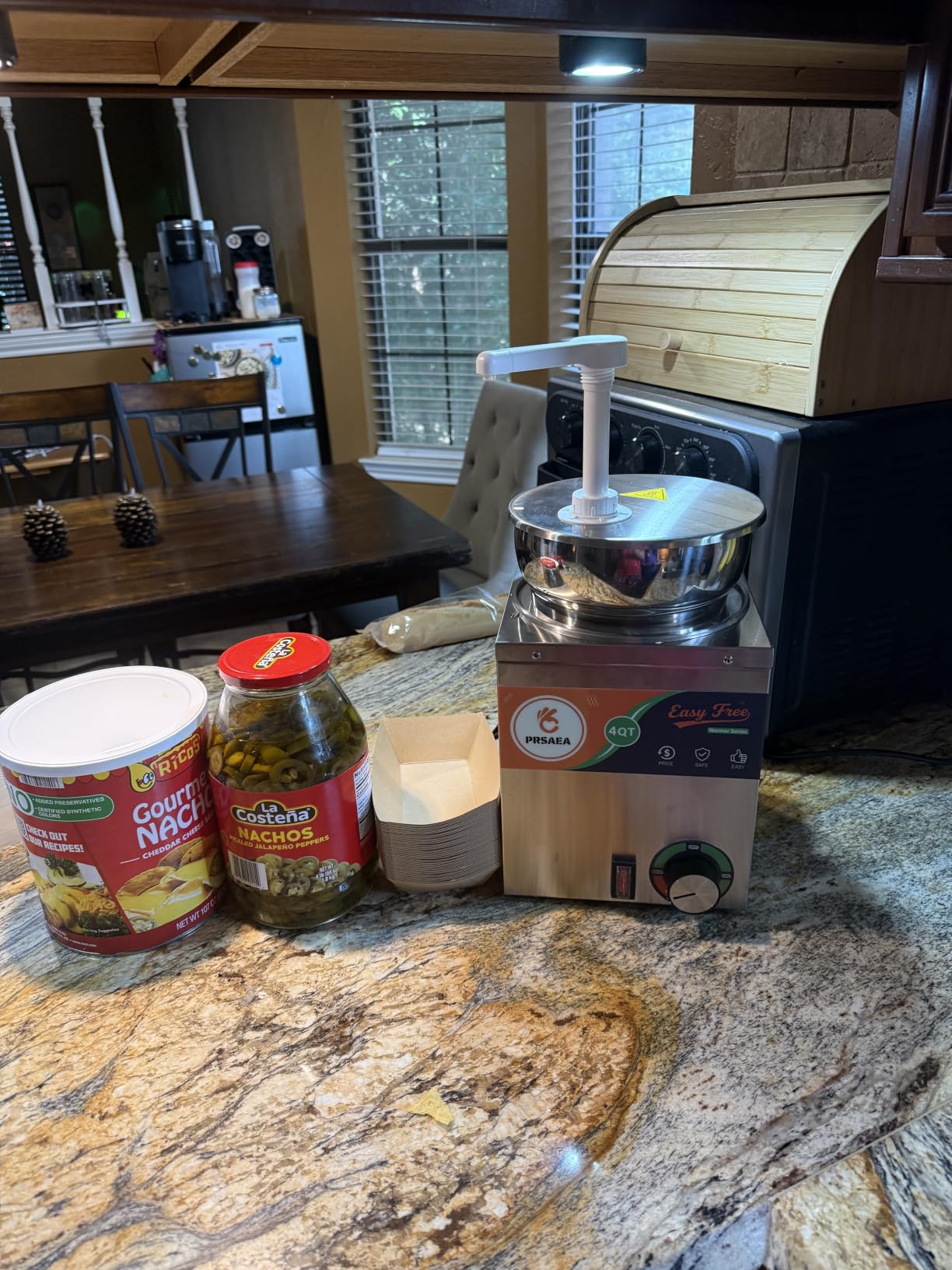 Original 4QT Nacho Cheese Dispenser Warmer, Food-Grade Stainless Steel Cheese Warmer with 2 Pump, Commercial Smart Nacho Cheese Machine for Parties, Catering and Events (Includes Tags & Trays) customer photo 2