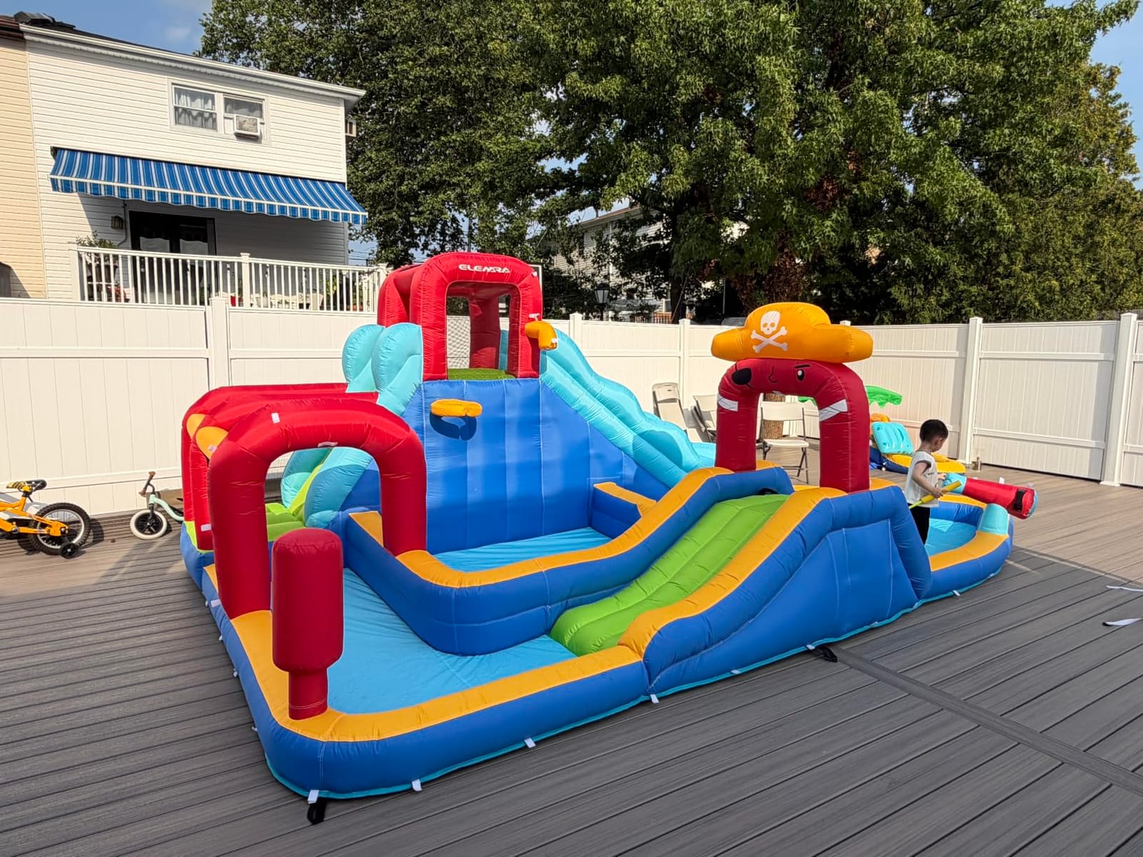 ELEMARA Inflatable Water Slide Bounce House, 10 in 1 Inflatable Water Park with Blower, 2 Slides & 2 Climbing Walls & 2 Water Guns, Deep Pool Giant Splash Pool, Water Slides for Kids Backyard for 6 customer photo 1