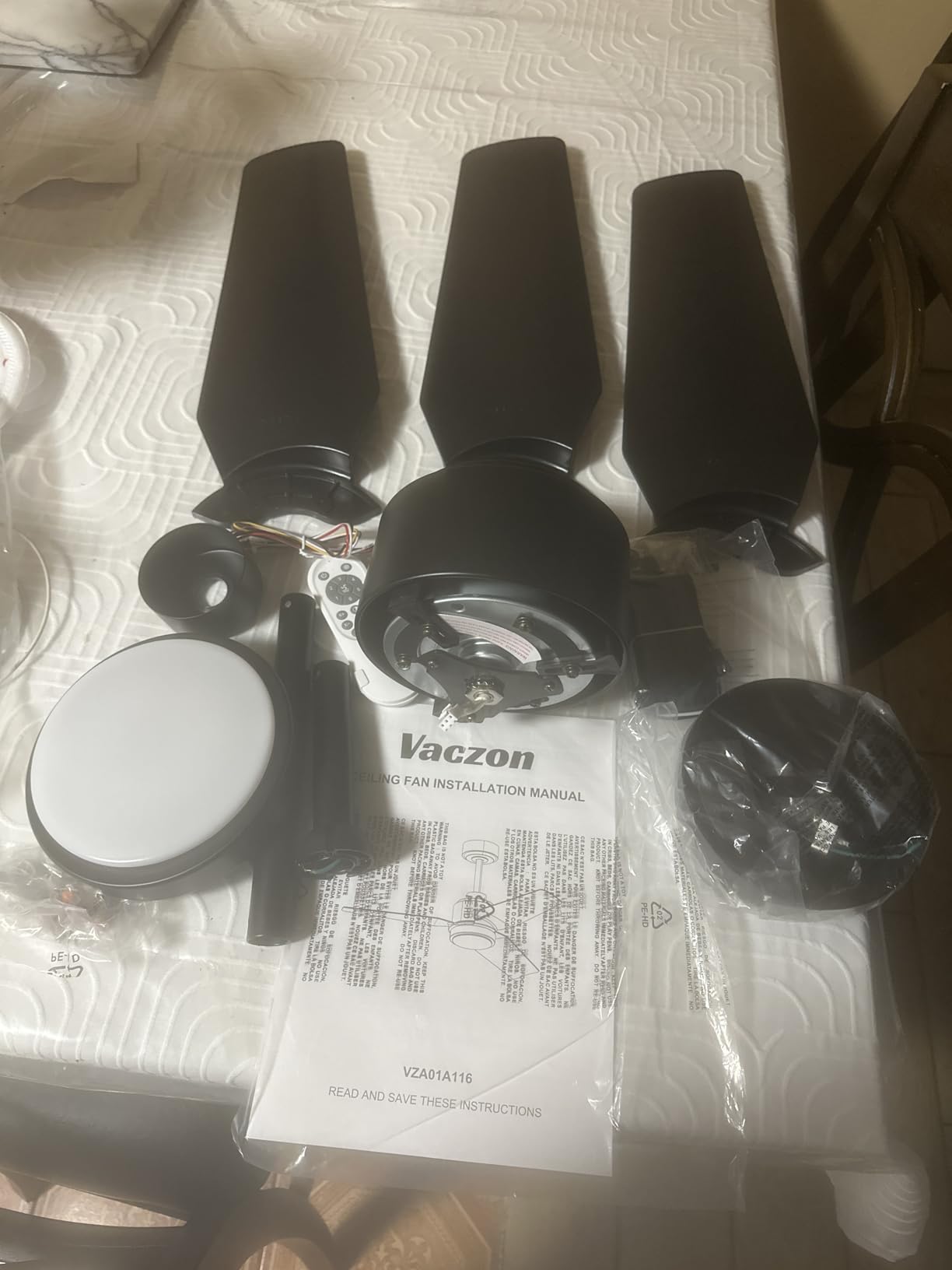 100 Inch Ceiling Fan No Light, 15000 CFM for Great Room & Garage | 8-Aluminum Blade DC Motor with 6-Speed Remote, Quiet Reversible Airflow for Commercial & Large Indoor Spaces, Black customer photo 1