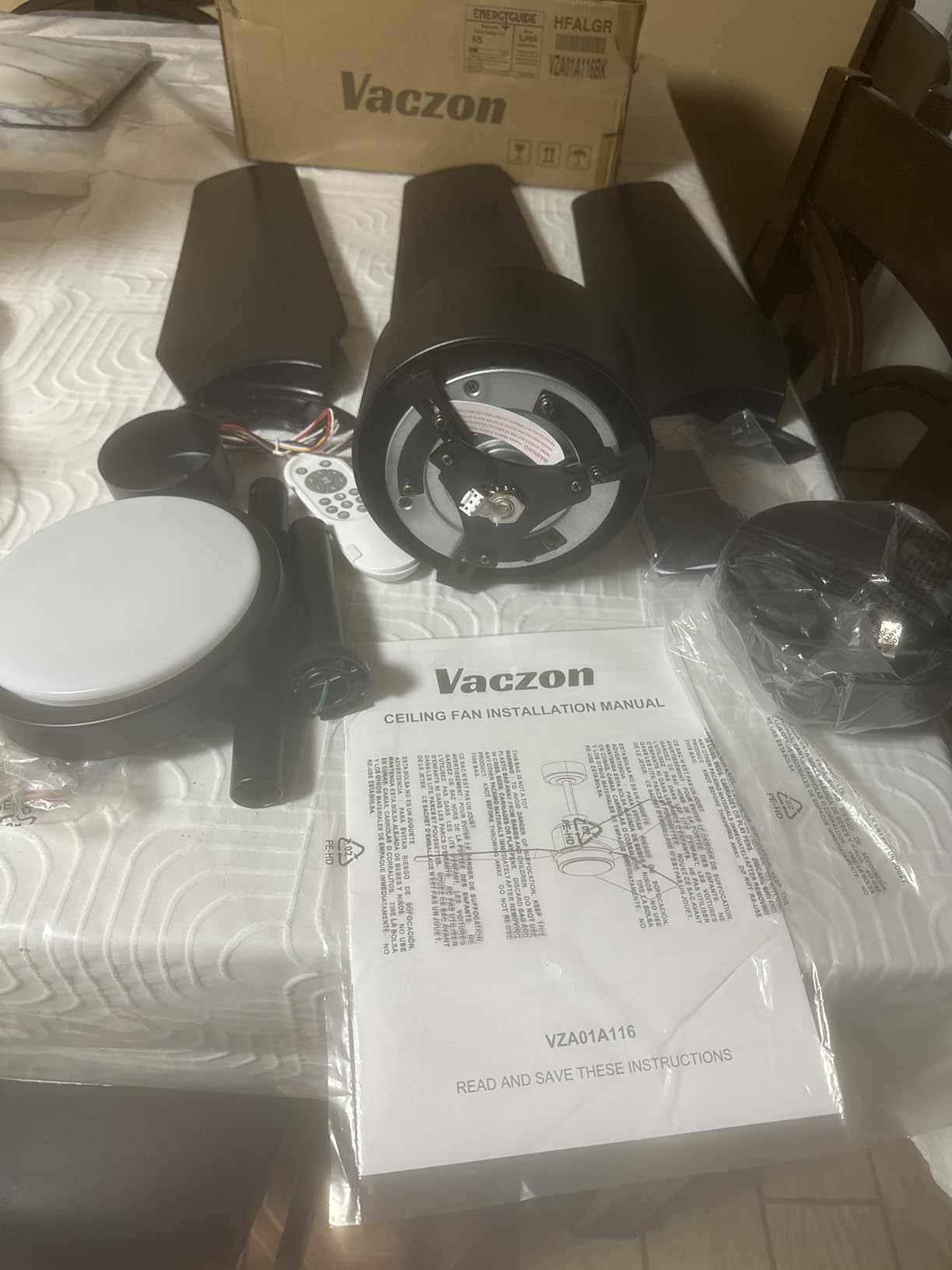 100 Inch Ceiling Fan No Light, 15000 CFM for Great Room & Garage | 8-Aluminum Blade DC Motor with 6-Speed Remote, Quiet Reversible Airflow for Commercial & Large Indoor Spaces, Black customer photo 2