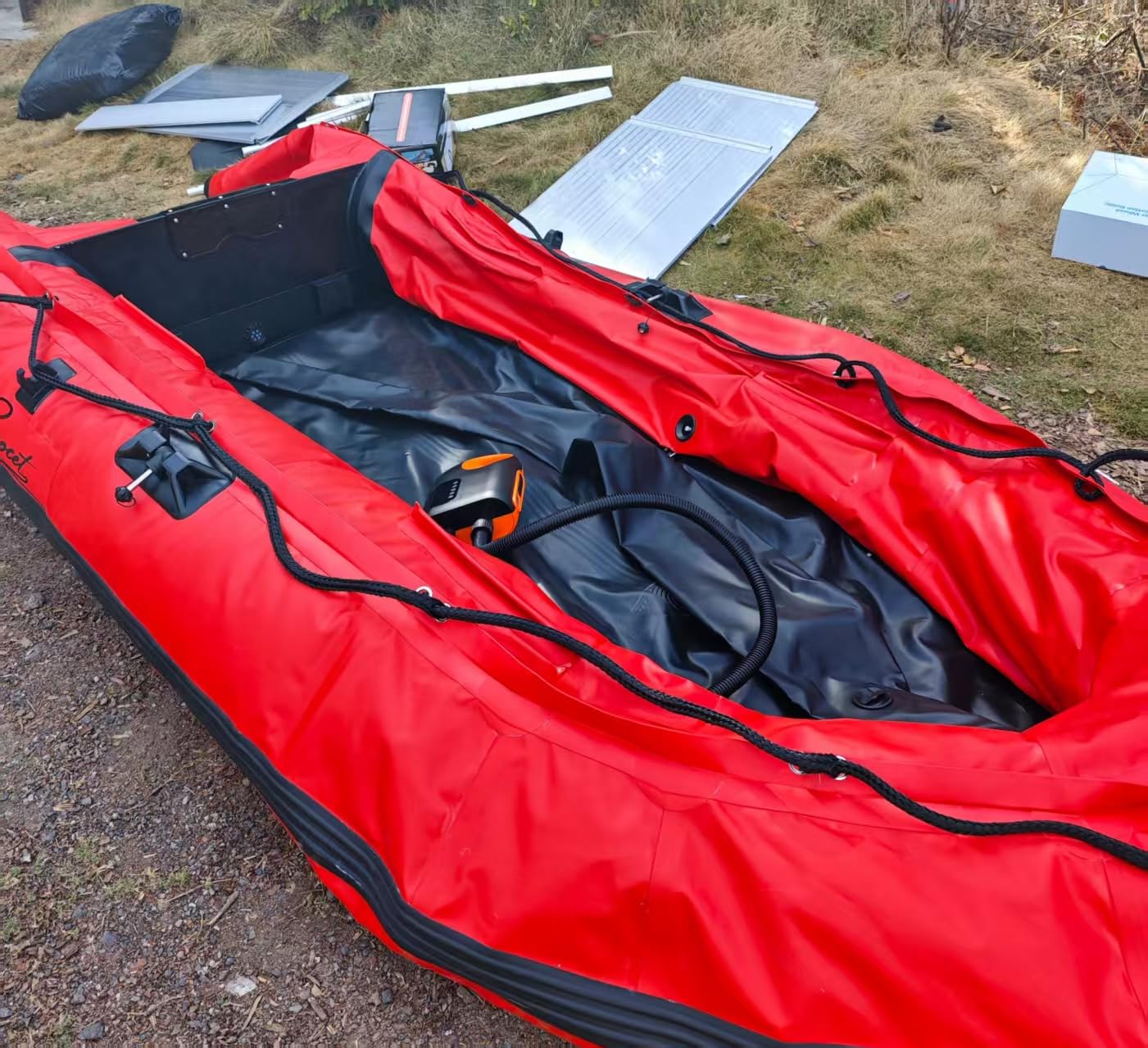EXOCET Inflatable Dinghy Boat 2-8P USCG Alum Transom V-Hull 4Cham | Hextex 0.9mm PVC, Alum Transom/Floor, Quick Setup, USCG Certification, 5-15HP Motor, 3 Years Warranty, Adult customer photo 1