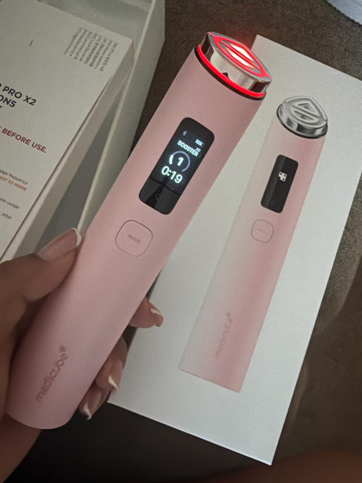 medicube Booster Pro X2 - 7 in 1 Glow Beauty Device, 2X Glow Care, Pink | 7-IN-1 Korean Skincare Device - 2X Care for Glow, Pores, Skin Definition & Radiance, Customized Dual & Mask Modes, Pink customer photo 1