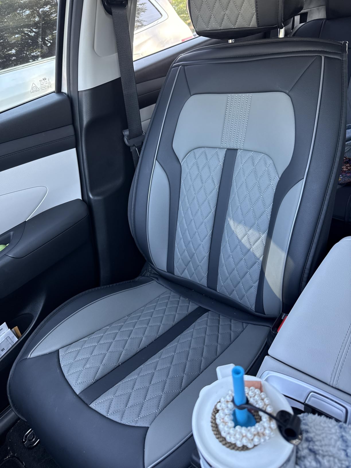 Fit Palisade Car Seat Covers for Select Hyundai Palisade 2000-2026, Premium Full Coverage Leather, Airbag Compatible, Waterproof All Weather Breathable Seat Cushion Protector, 5 Seats, Black customer photo 2