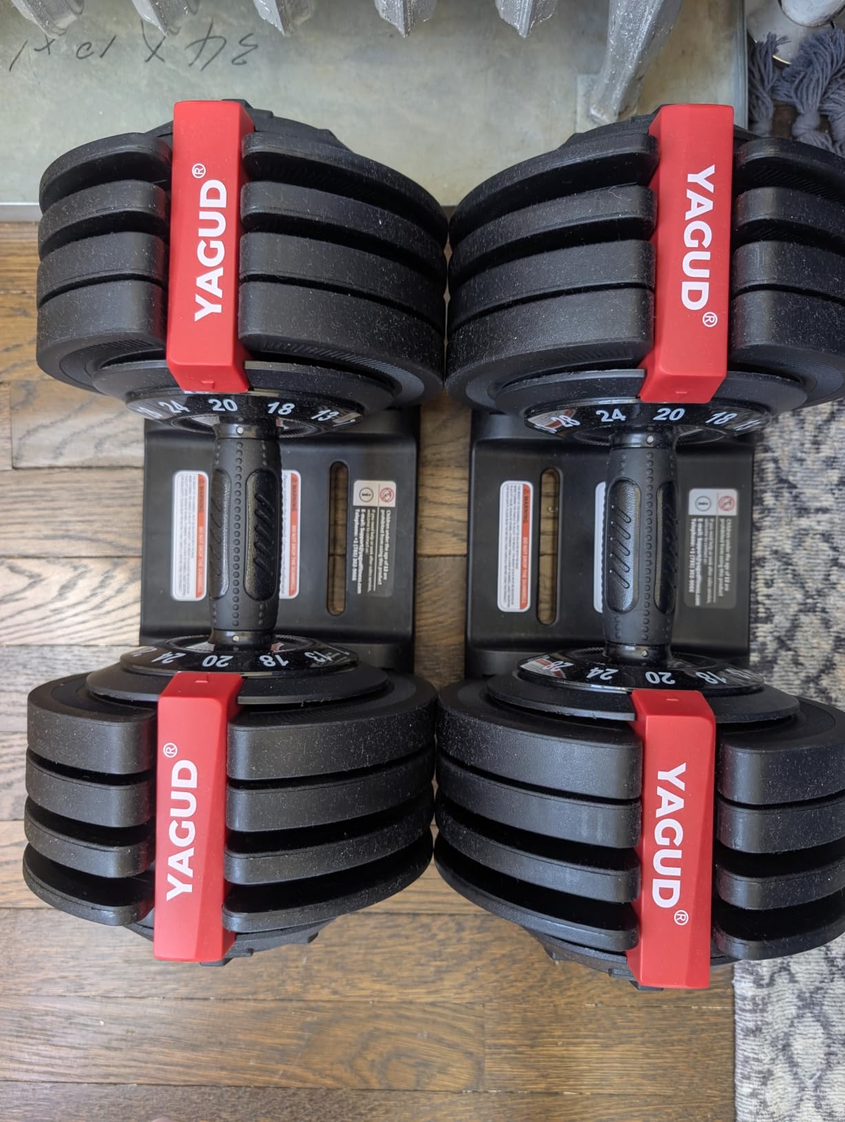 Yagud Adjustable Dumbbell Set, 52.5/90 lbs Adjustable Weights Dumbbells | 12/16 Levels Adjust, 1 Hand Rotation, Safety Lock System, Non-Slip Texture Grip, Space-Saving Design for Full-Body Home Gym customer photo 1