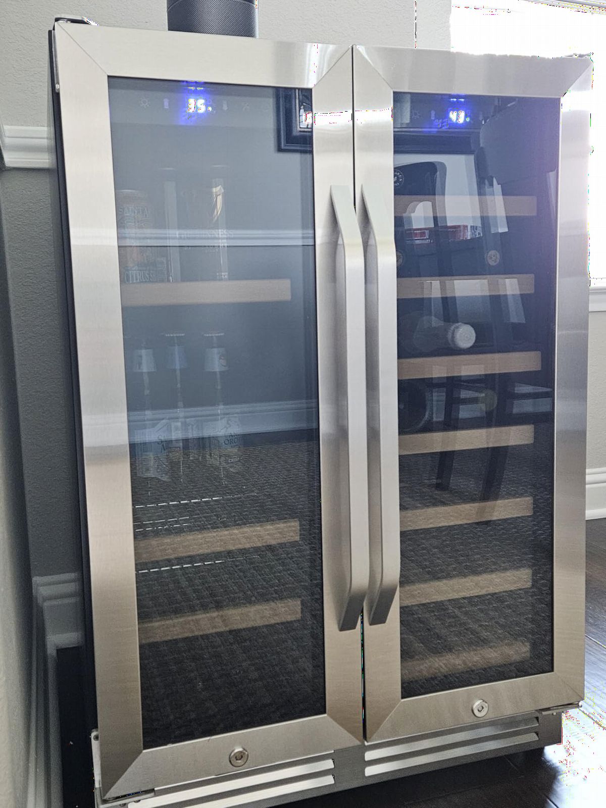 Velivi Commercial Beverage Refrigerator, Double Glass Door Display Cooler, Upright Drink Merchandiser with LED Lighting, Auto Closing Doors customer photo 2