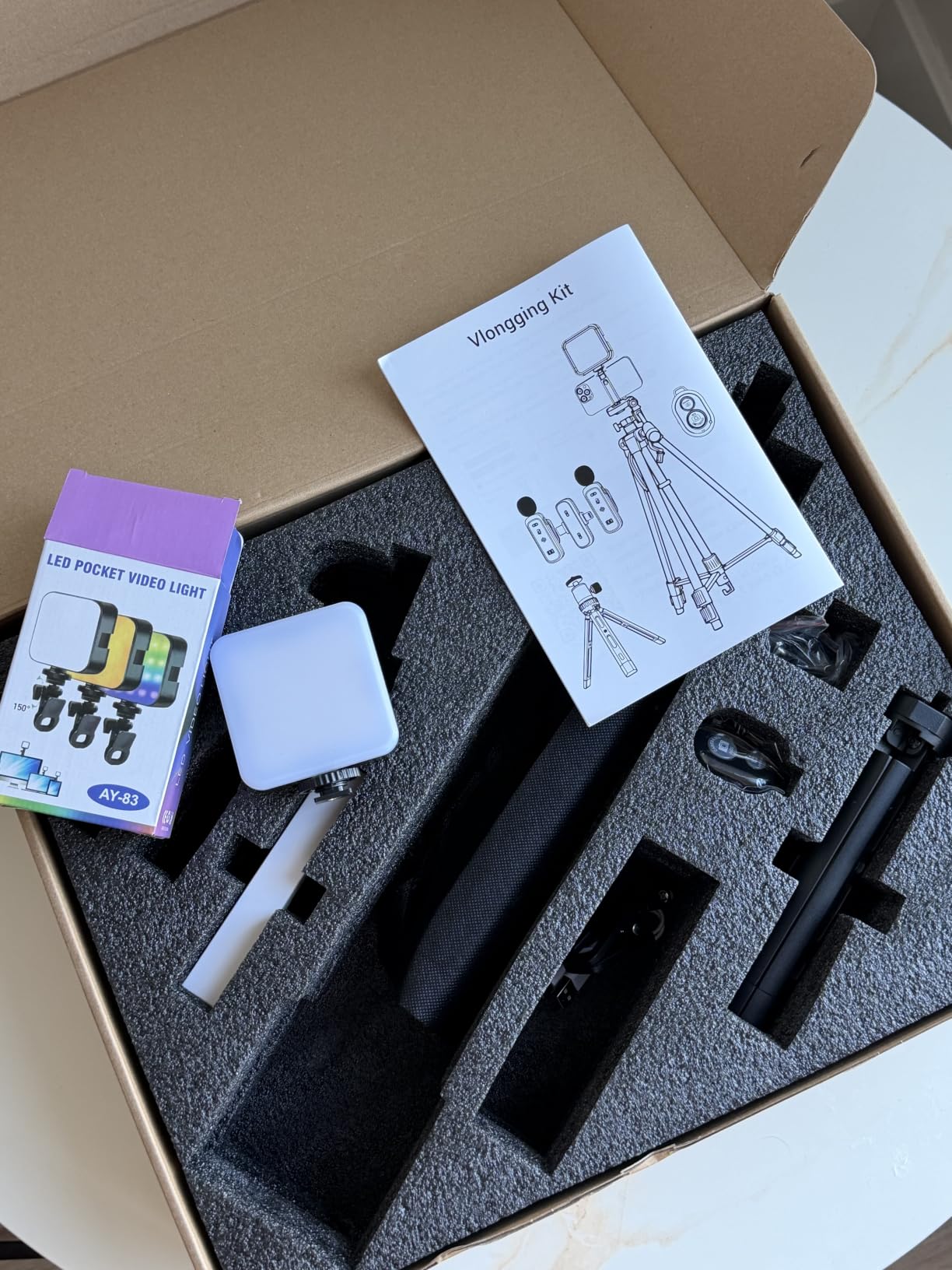 Vlogging Kit for iPhone/Android, TikTok YouTube Starter Kit for Video Recording with Magnetic Wireless Microphone, Full Size Camera Tripod, Table Tripod, RGB Fill Light, Content Creator Essentials customer photo 1