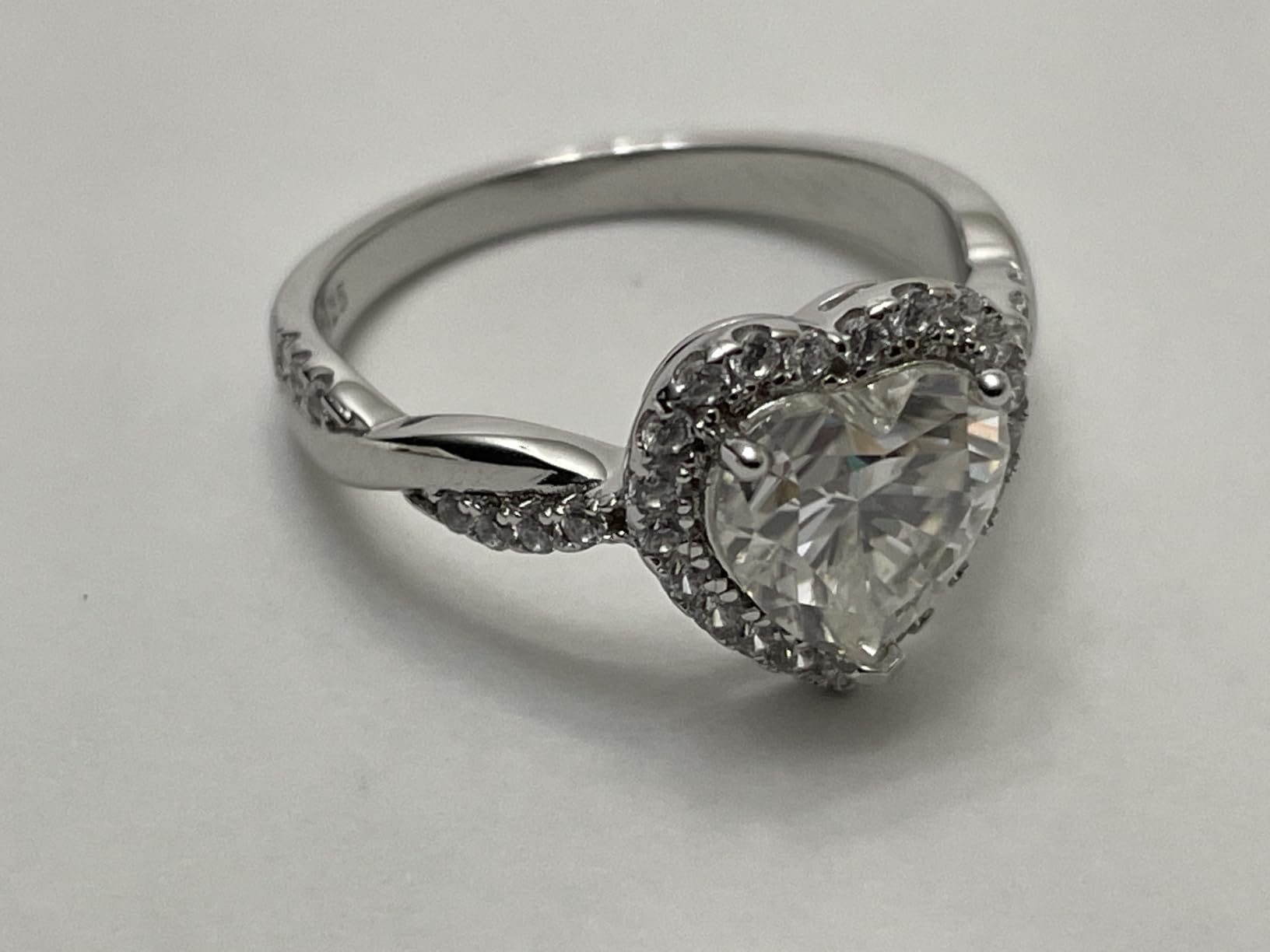 Heart Moissanite Promise Rings for Her, Engagement Rings for Women | 2CT D Color VVS1, 925 Sterling Silver, Heart Shaped Halo Solitaire, Twisted Infinity Knot, Wedding Anniversary, Certificate customer photo 2