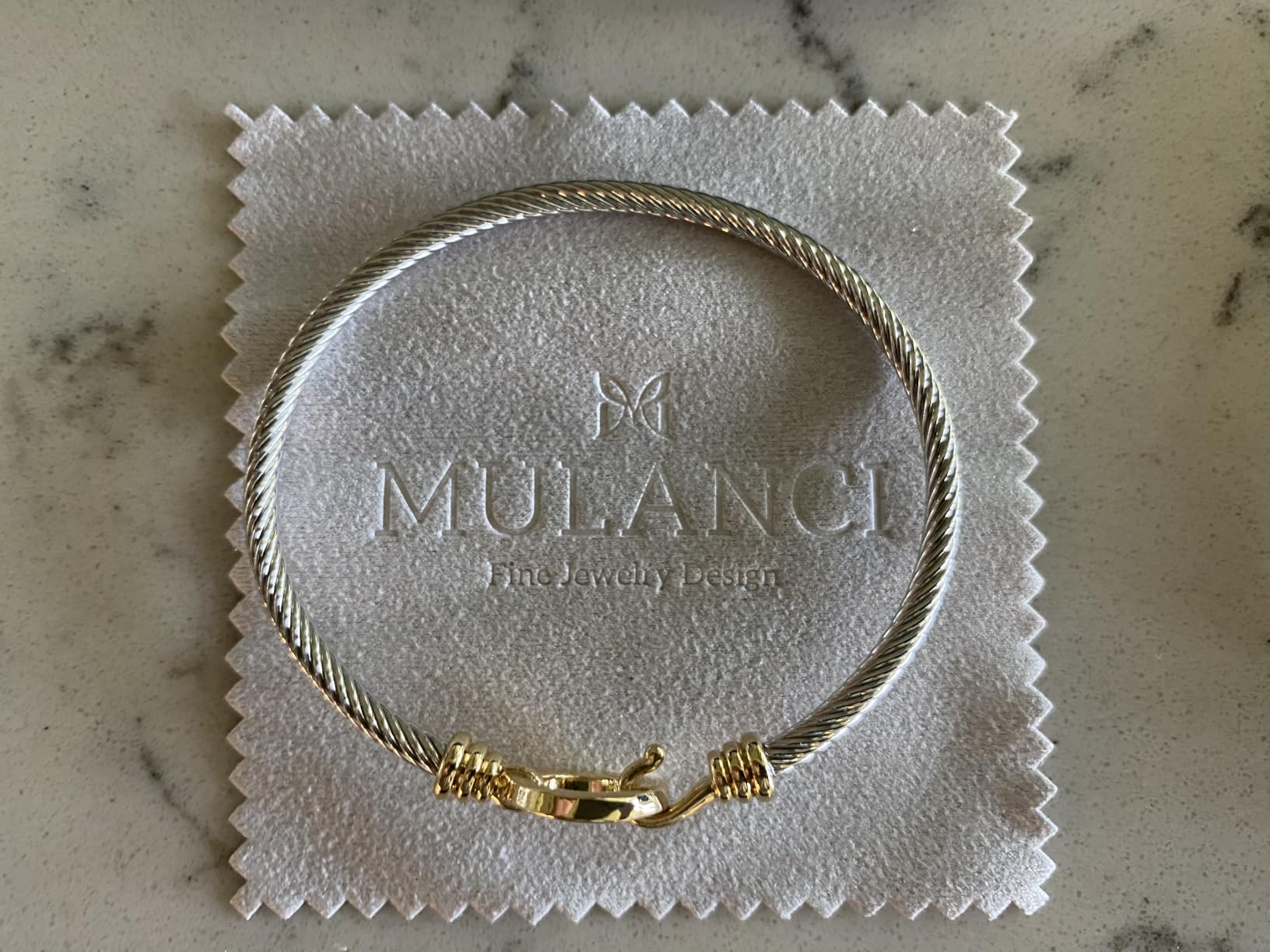 Cable Bracelets for Women, Twisted Cable Bracelet Cuff, Mixed Metal Two Tone Silver and Gold Bracelet, Wire Bangle Bracelets for Women customer photo 1