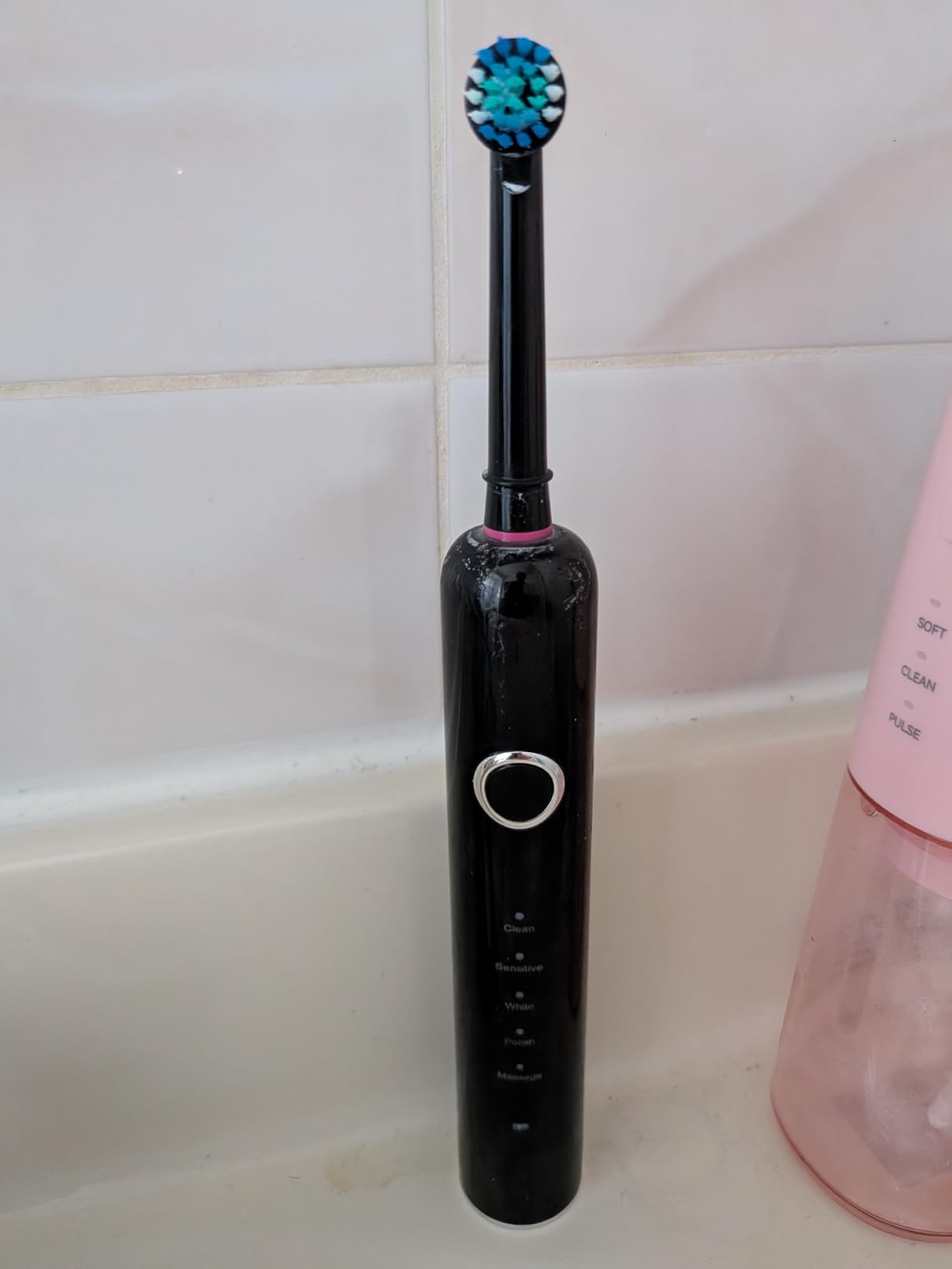 Electric Toothbrush for Adults, 8 Brush Heads (2 Types) & Travel Case, 5 Cleaning Modes Rechargeable Power Toothbrush with 2-Minute Smart Timer, Black customer photo 2