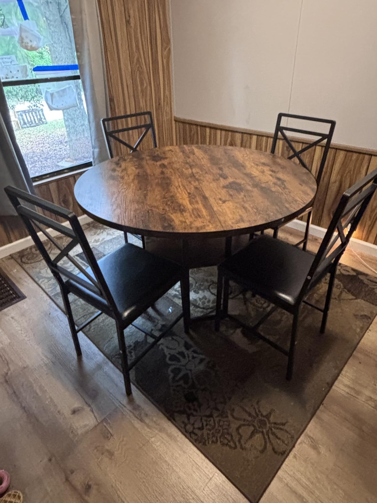 IRONCK Dining Table Set for 4, 47.2 inch Round Kitchen Table and 4 Chairs | 47-inch Circle Kitchen Table, 4 Upholstered Chairs. Under-Table Storage Shelf. for Dining Room and Small Space. Easy Setup. customer photo 1