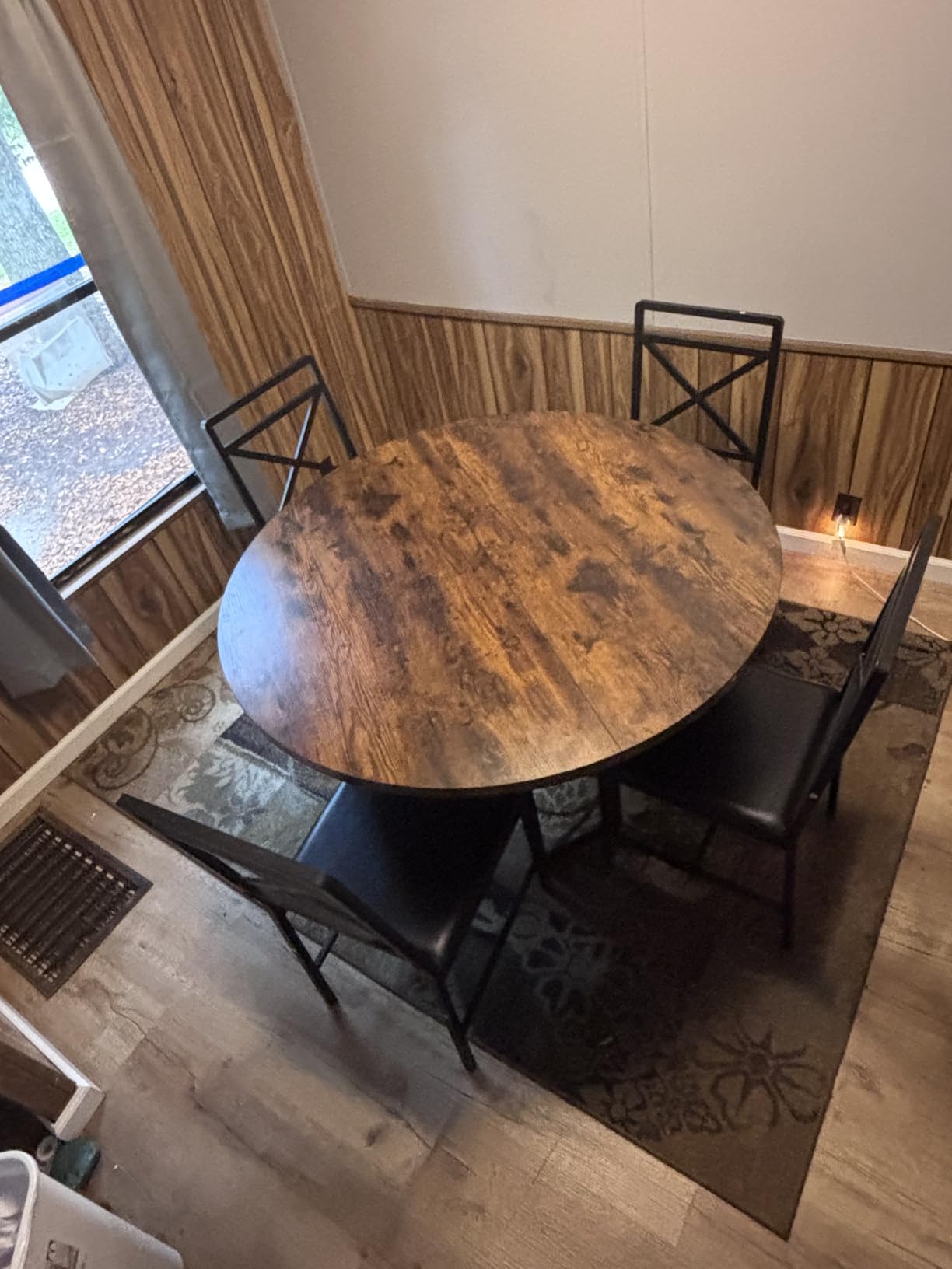 IRONCK Dining Table Set for 4, 47.2 inch Round Kitchen Table and 4 Chairs | 47-inch Circle Kitchen Table, 4 Upholstered Chairs. Under-Table Storage Shelf. for Dining Room and Small Space. Easy Setup. customer photo 2