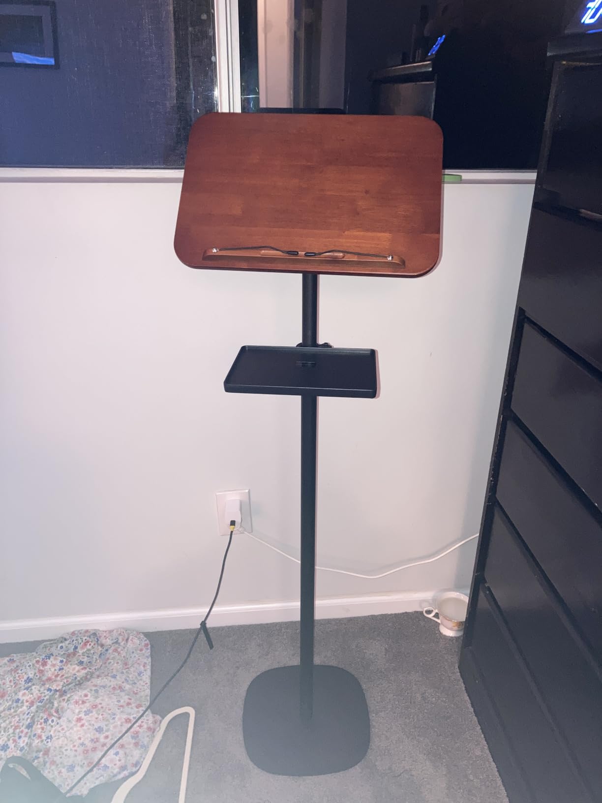 Lectern Podium Stand, Adjustable Height Wooden Podium Lectern with Storage Tray, Thickened Anti-Slip Base Lectern Stand, Portable Podium for Classroom, Speech, Church, Weddings customer photo 1