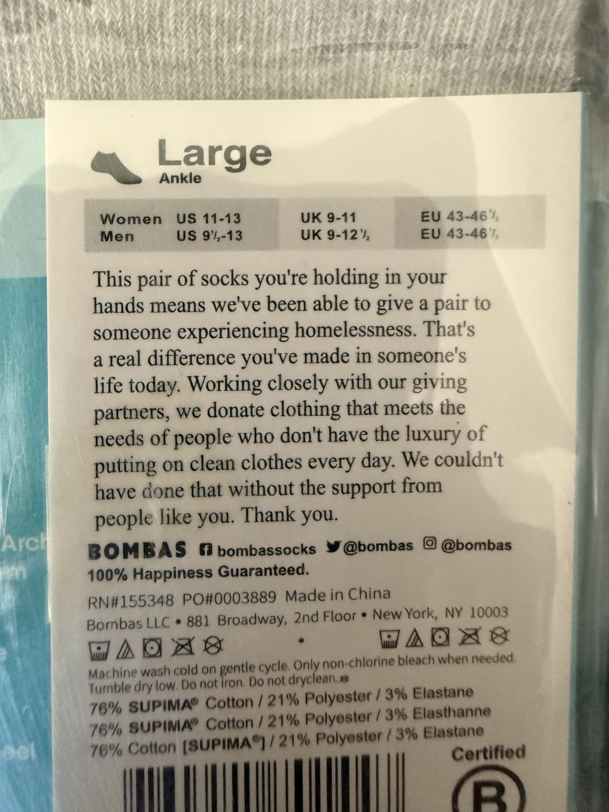 BOMBAS Women's Solids Black/White/Gray Ankle Large Socks, 6 Pairs Socks, Size 8-13 customer photo 1