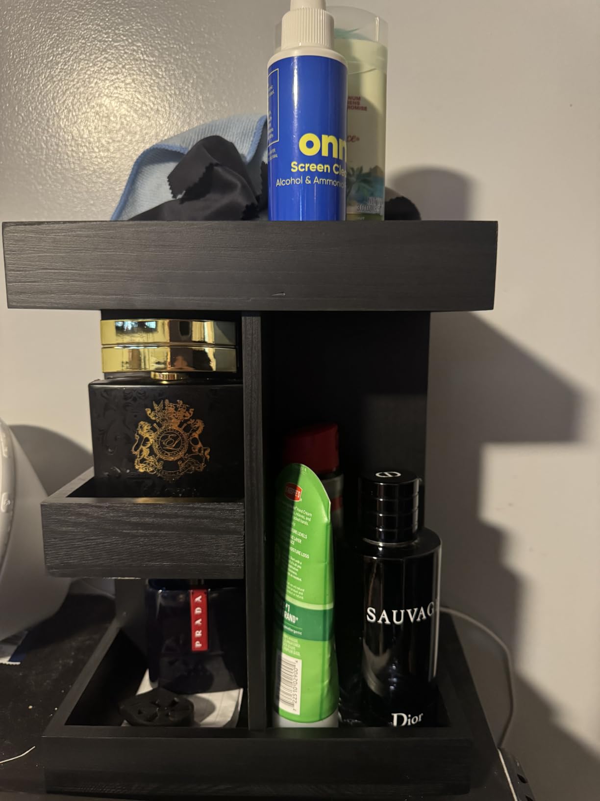 3-Tier Rotating Cologne Organizer for Men Wooden Perfume Stand Holder | 360° spinning makeup organizer, perfume stand organizer fits cologne, skincare, watches; Wooden makeup organizer gift customer photo 2