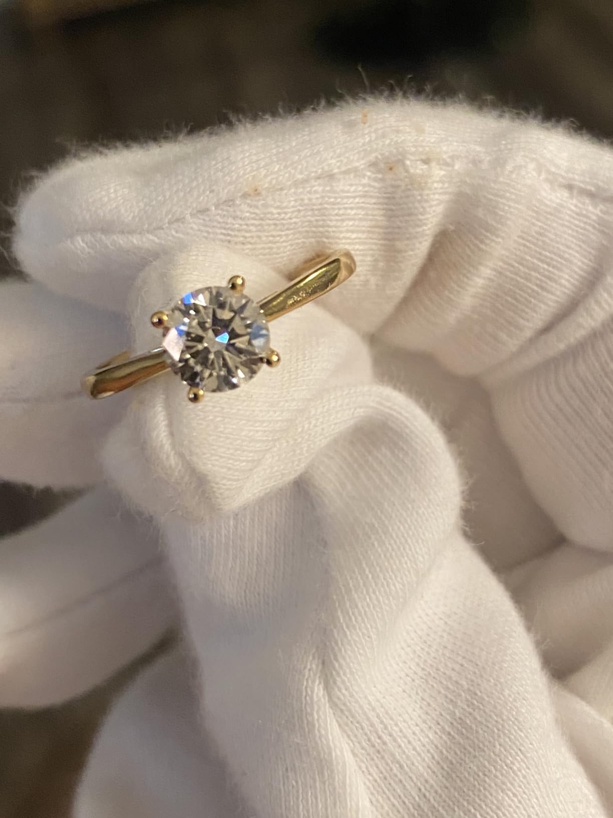 0.3-2 Carat Lab Grown Diamond Engagement Rings for Women, 14K Gold Plated Sterling Silver Rings, IGI Certificate Round Cut Diamond Solitaire Promise Ring, Size 5-9, Classic 4-Prong Wedding Band customer photo 2