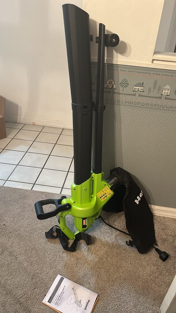 3-in-1 Leaf Vacuum Mulcher, 450 CFM Corded Blower | Delivering 158 MPH, this orange tool with a 40L bag easily blows, vacuums, and mulches leaves for fast lawn & yard cleanup. customer photo 2