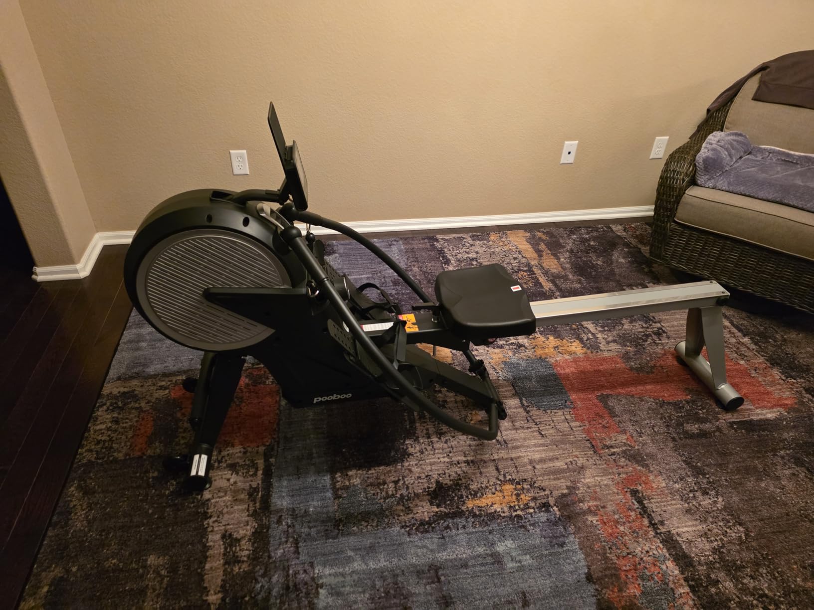 pooboo Dual Scull Rowing Machine with Wind and Magnetic Resistance | Rower Machine with 400 Lb Capacity, 14 Resistance Levels, Foldable Design, Quiet Operation And App Support for Home Workouts customer photo 2