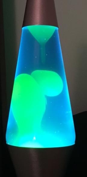 2124 the Original 14.5-Inch Silver Base Lamp with Yellow Wax in Blue Liquid customer photo 1