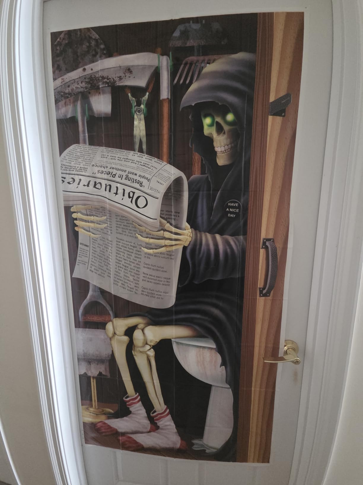 Beistle Skeleton Restroom Door Cover Halloween Decoration, 5 Ft x 30 in customer photo 2