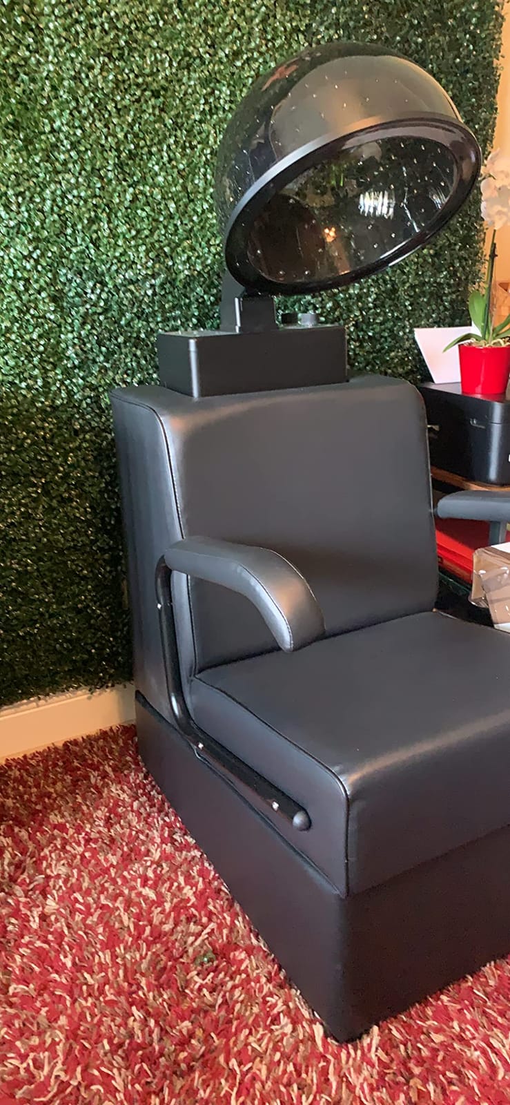 Buy-Rite Kate Hair Dryer Chair Combo Hooded Dryer Salon Chair 980W | Cushioned Vinyl Seat, Wood Frame, Adjustable Hood, 4 Heat Settings, Built-In Timer, Removable Arms, For Busy Salons customer photo 1
