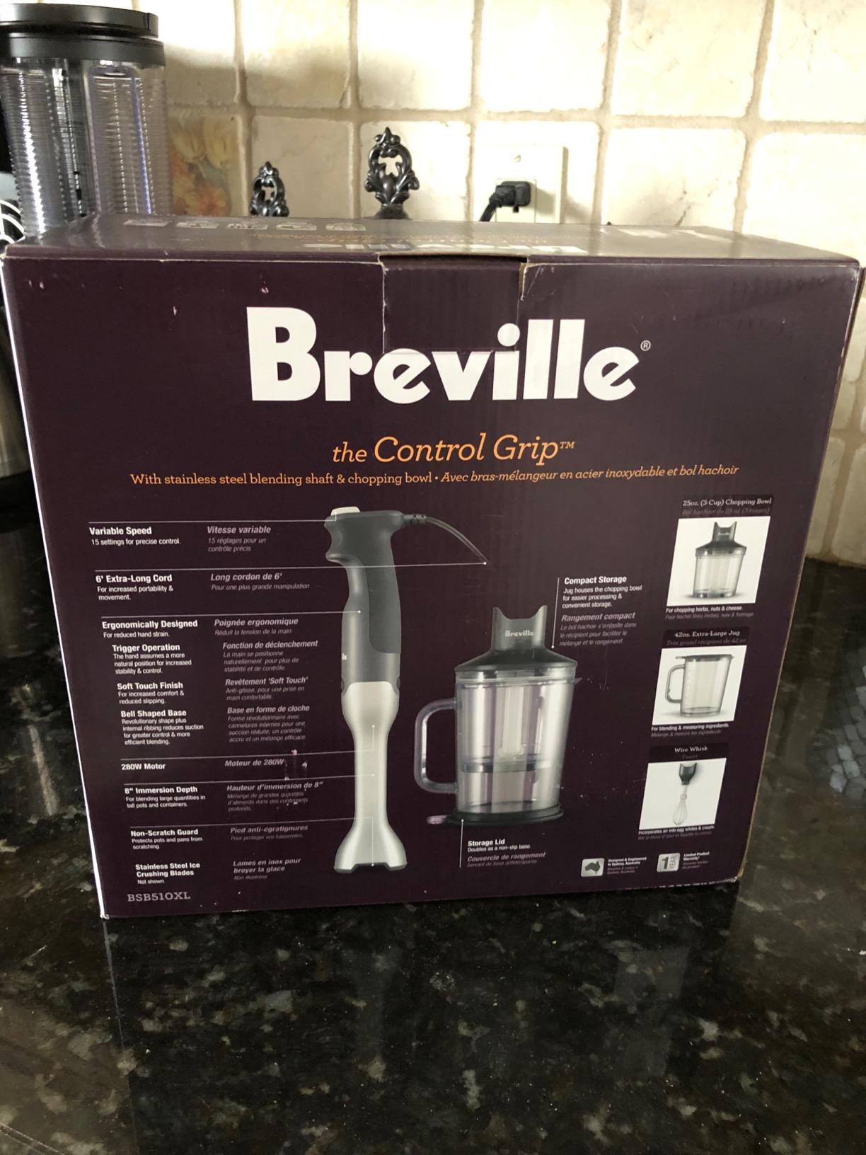 Breville BSB510XL Control Grip Immersion Blender, Brushed Stainless Steel | Puree soups, blend smoothies and mix sauces with this 15-speed 280W handheld blender | Includes whisk, chopper and 42 oz jug customer photo 2