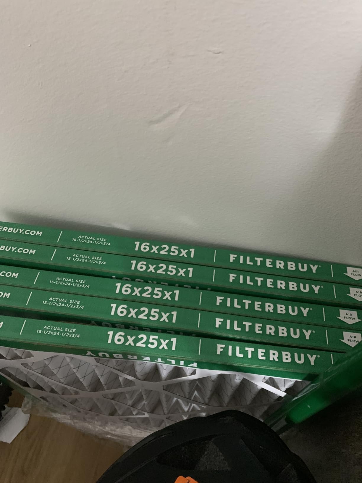 Filterbuy 16x25x1 Air Filter MERV 8 Dust & Allergy Defense (6-Pack) | Electrostatic Pleated HVAC AC Furnace Filters Replacement, Made in USA (Actual Size: 15.50 x 24.50 x 0.75) customer photo 2