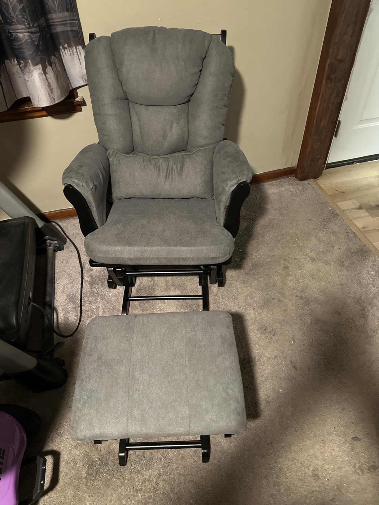 Storkcraft Tuscany Glider and Ottoman with Lumbar Pillow, Espresso/Gray customer photo 1