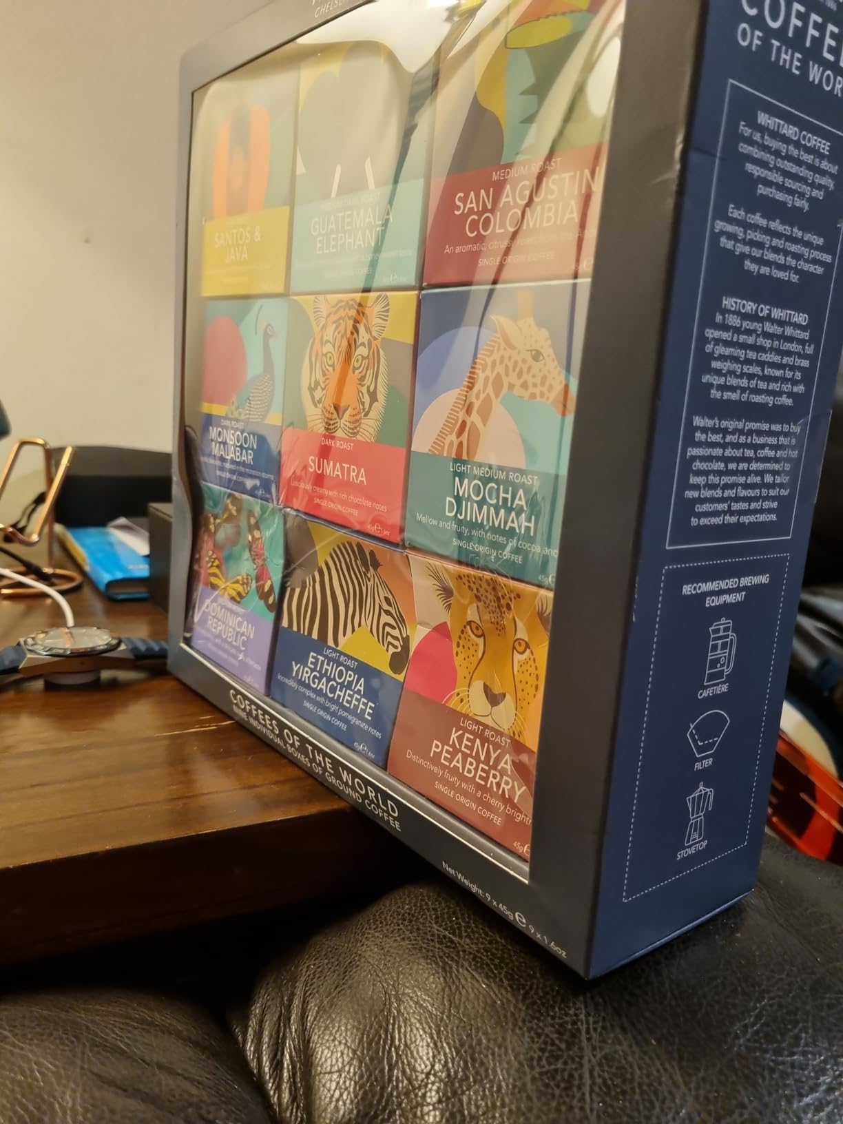 Whittard of Chelsea - Coffees of the World - Coffee Sampler Gift Box Set, 100% Arabica, Multiple Roast Types (9 Individually Wrapped Ground Coffees, 1 Box) customer photo 2