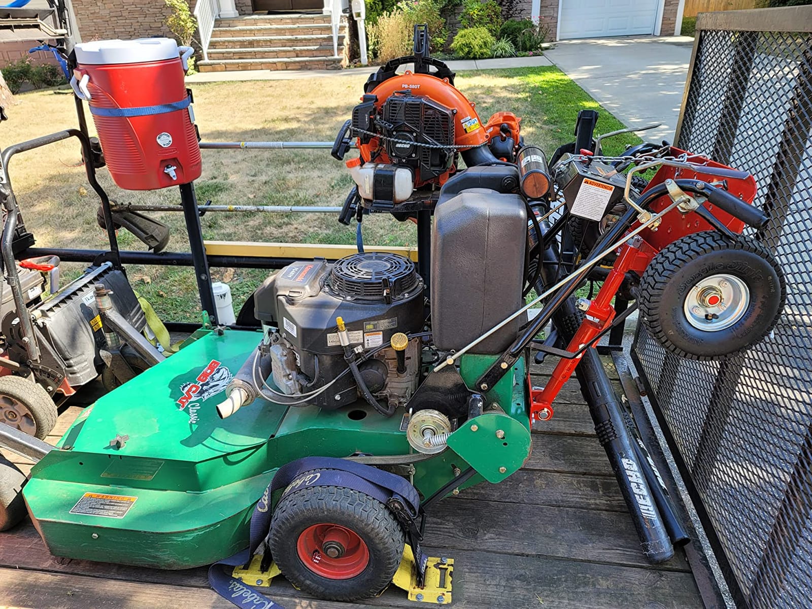 Jungle Jim's Jungle Wheels Lawn Mower Sulky - Red Edition - Stand-On Two-Wheel Sulky for Walk-Behind Mowers - Folding Trailer Hook Up - 10