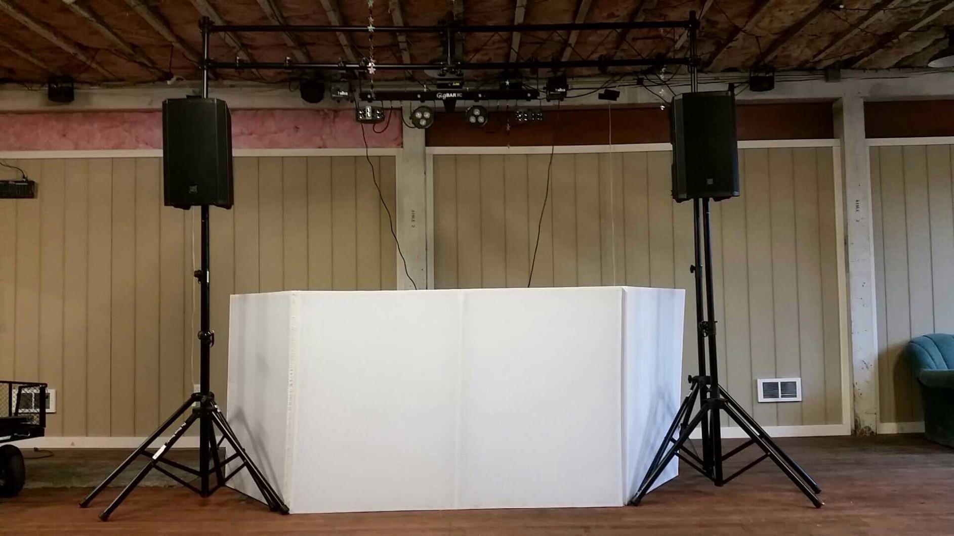 10 Ft DJ Truss Light Stand with T-Bar - Portable Lighting Tripod - ASC | Holds par cans and wash fixtures, mounts multiple heads, mobile stage rig, uplighting for bands, events and pro audio customer photo 1