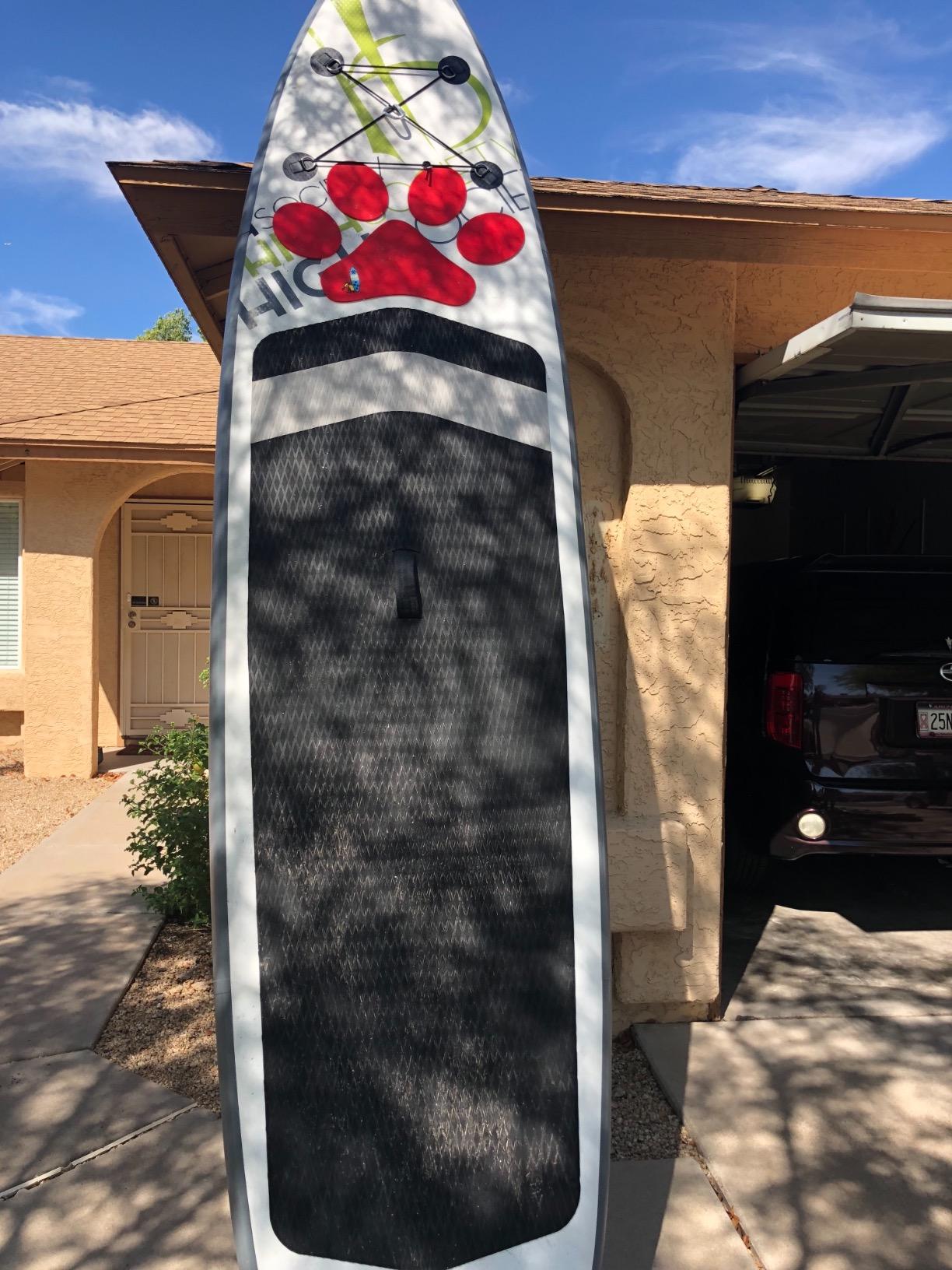 Paddle with Your Dog Pup Deck SUP Traction Pad for Dogs Stand Up Paddleboard Deck Padding. Teal Green Paw Prints customer photo 1