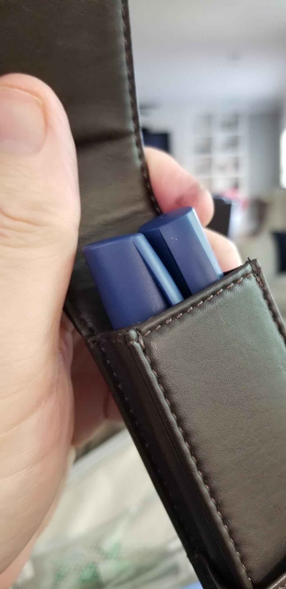 DiLoro Leather Double Pen Case Pencil Pouch Holder for Two Fountain Ballpoint Rollerball Pens and Pencils (Black) customer photo 1
