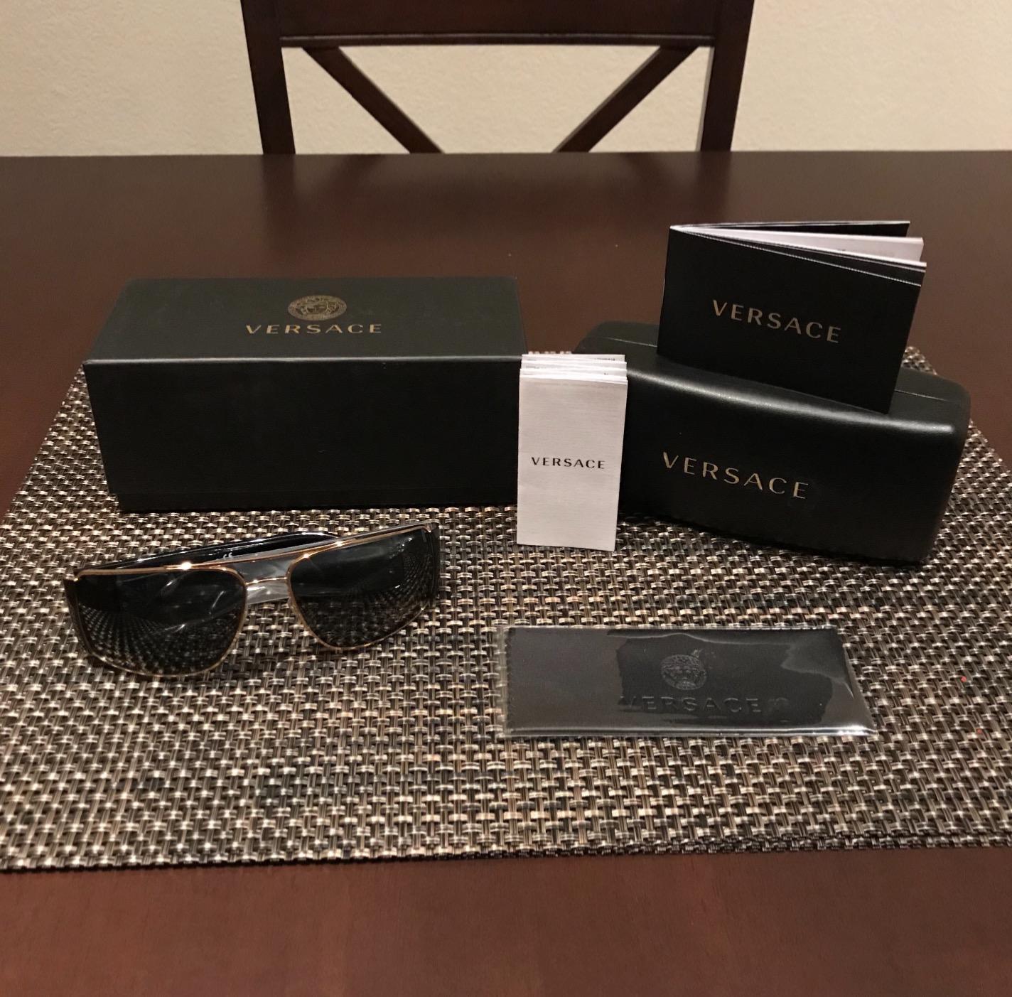 Versace Man Sunglasses Gold Frame, Dark Grey - Polar Lenses, 63MM customer photo 2