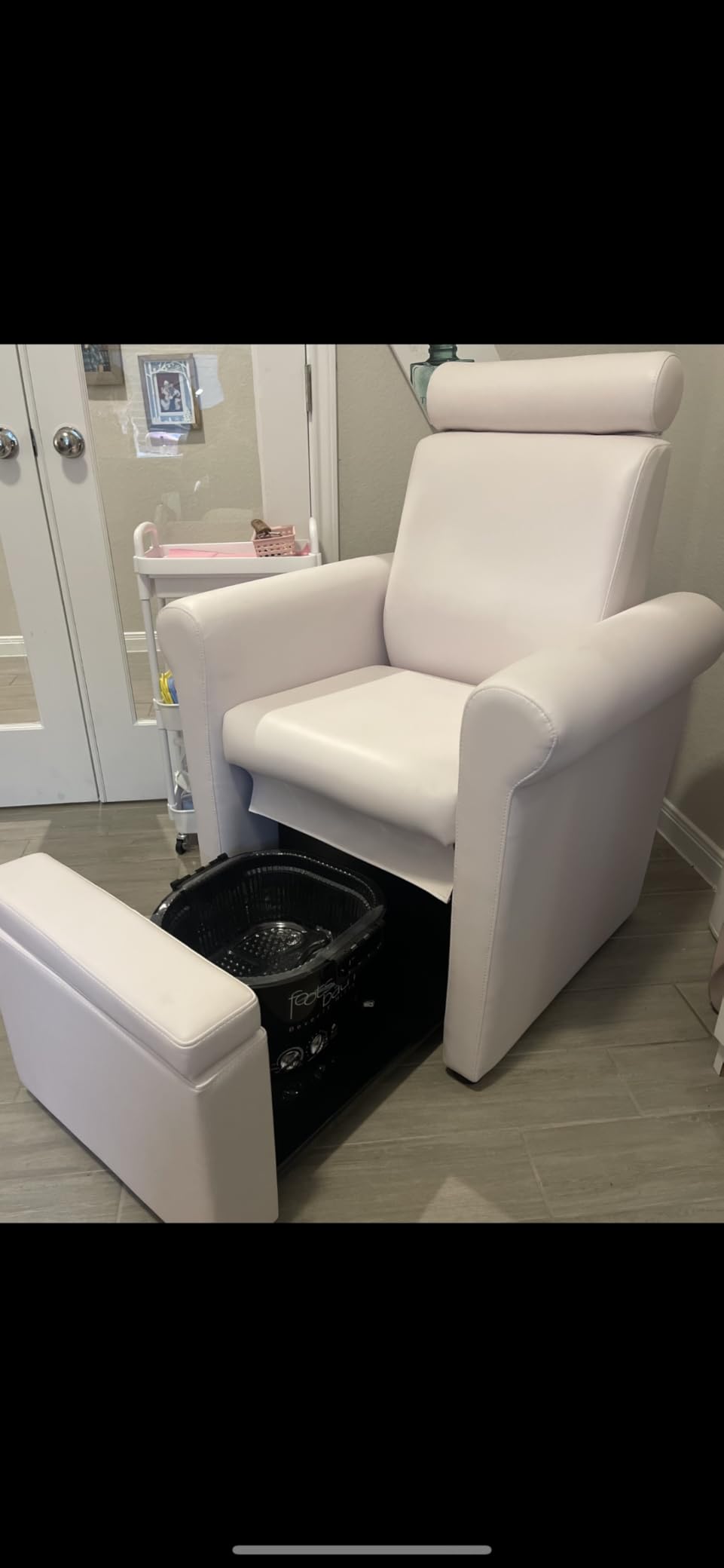 Buy-Rite Mona Lisa Plumb-Free Pedicure Chair with Retractable Base White customer photo 1
