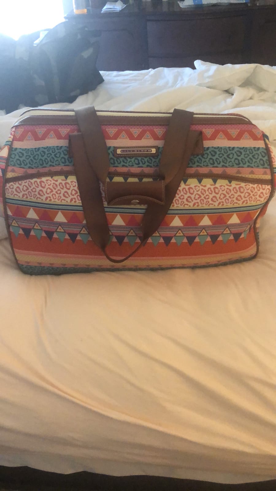 Lily Bloom Pattern 22 Inch Duffel Bag with 2-Rolling Wheels, Weekender Overnight Travel Lightweight Carry-On Suitcase For Women customer photo 2