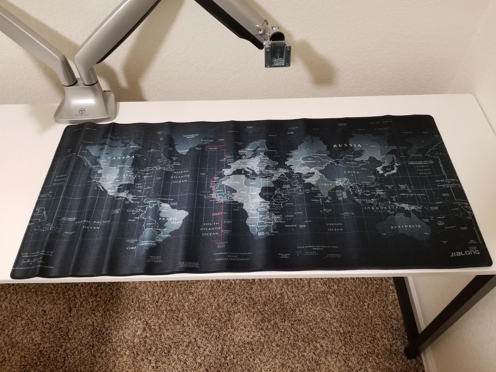 JIALONG Large Gaming Mouse Pad Extended Desk Mat XXL Mousepad with Non-Slip Keyboard Pad for Office Laptop, Computer and PC - 35.4 x 15.7 inches World Map customer photo 2
