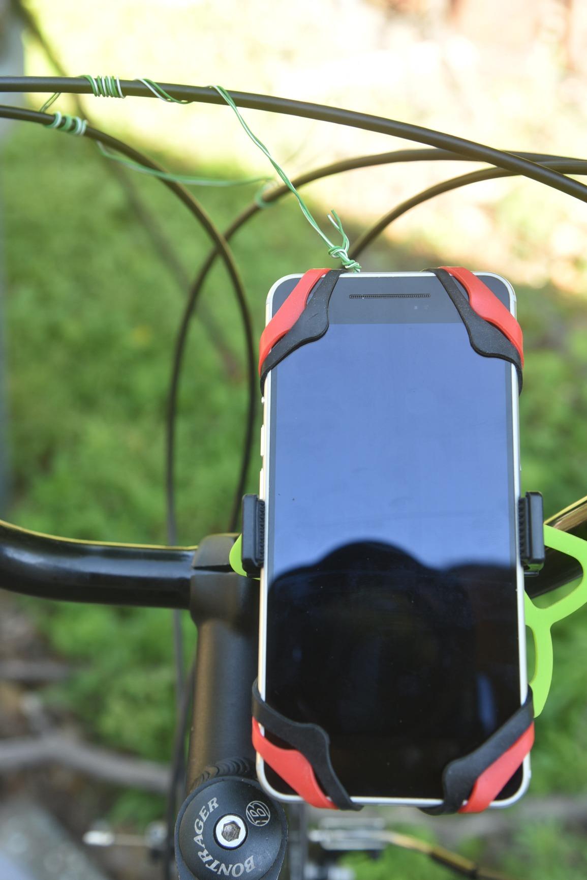 Bike & Motorcycle Phone Mount - GPS Cell Phone Holder for Bicycle Handlebar - Easy to Install Bike Accessories Fits iPhone, Galaxy, Android - Stocking Stuffers - 3 Bands (Black, Red, Green) customer photo 2