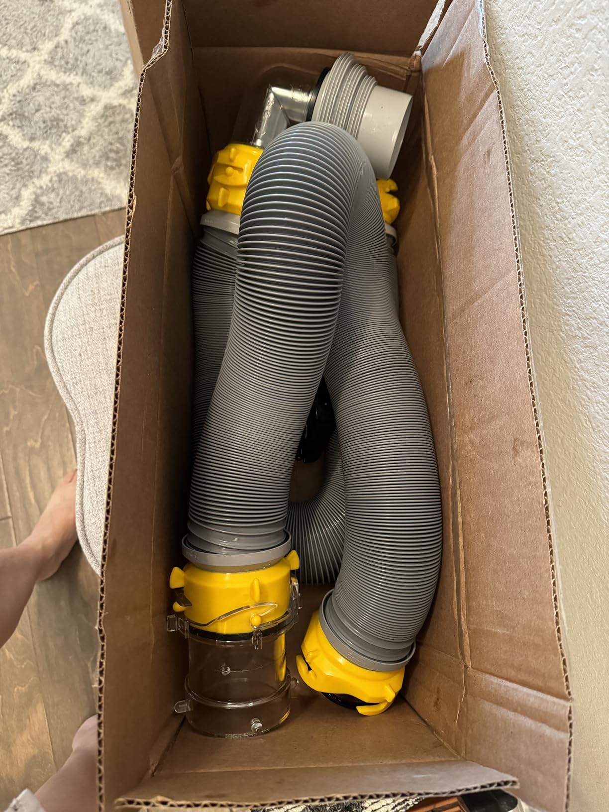 Camco Deluxe 20ft Sewer Hose Kit - Includes Features Pre-Attached Swivel Fittings & Includes Clear RV Sewer Elbow, (2) Heavy Duty 10ft Sewer Hoses, (2) Storage Caps, & Bonus Clear Extender - 39658 customer photo 2