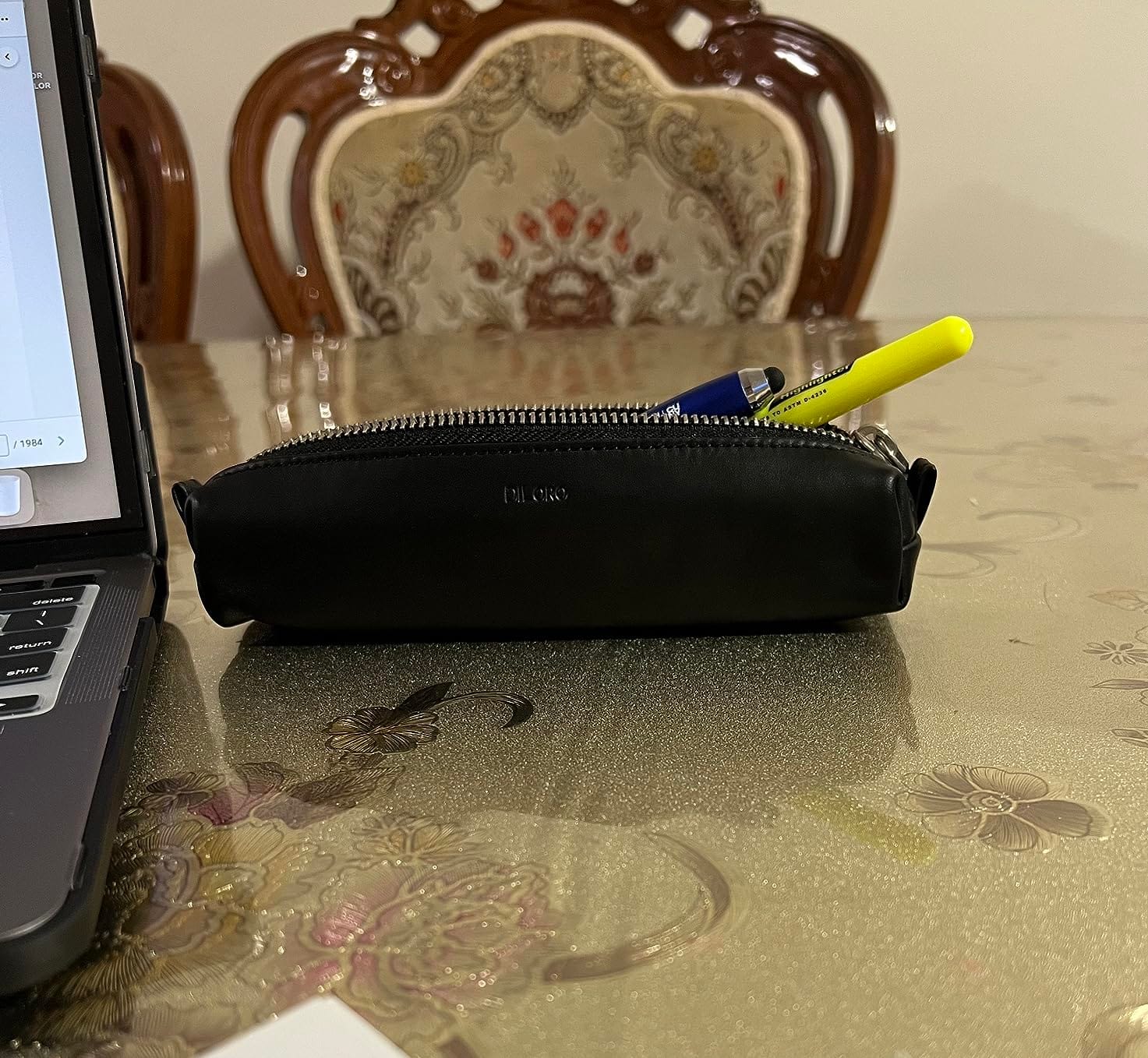 DiLoro Leather Zippered Fountain Ballpoint Rollerball Pens and Pencils Case Holder Pouch Genuine Full Grain Soft Nappa Leather (Red) customer photo 1
