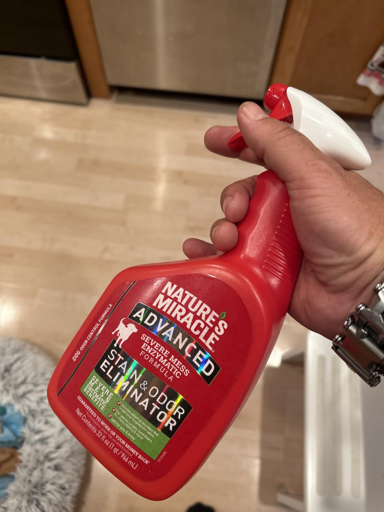 Nature's Miracle Advanced Dog Stain & Odor Eliminator, Severe Mess, 32 oz | Enzymatic Cleaner Eliminates the Toughest Dog Messes, For Use on Multiple Surfaces, Safe For Pets and Home, Fresh Scent customer photo 1
