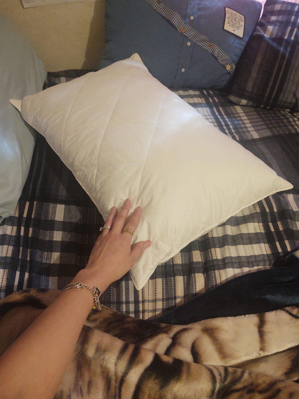 Three Geese White Goose Feather & Cotton Pillows Queen/Standard Size Set of 2 - Soft 600 Thread Count 100% Cotton, Medium Firm, Soft Support, White Solid customer photo 1