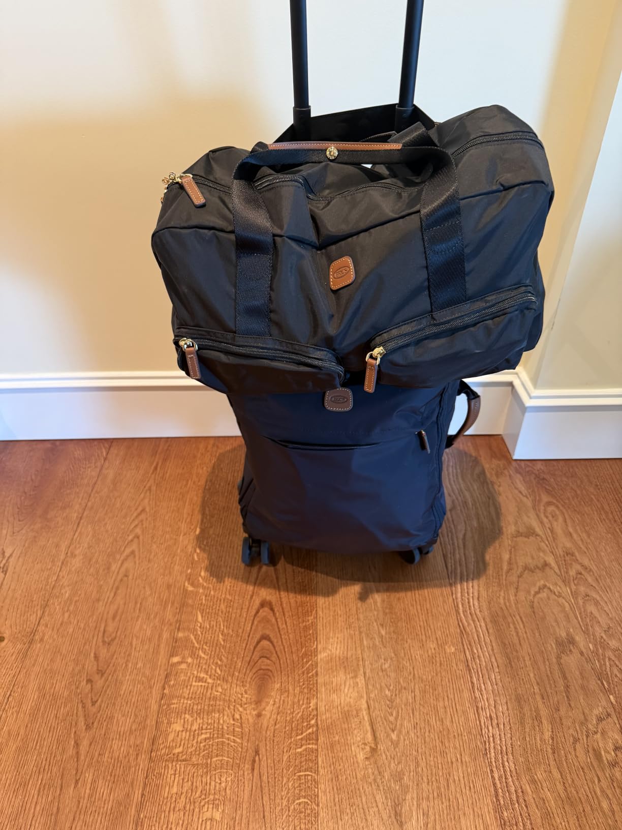 Bric’s X-Bag 18-Inch Cargo Carry-On Duffle, Water-Resistant Satin Nylon Travel Bag with Leather Handles, Laptop Sleeve, Front Zip Pockets and Luggage Pass-Through - Black customer photo 1