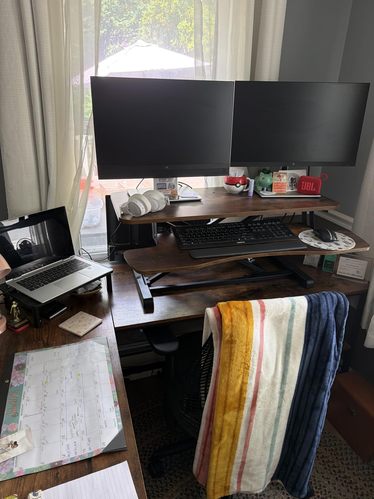VIVO Black 32 in Standing Desk Converter, DESK-V000K | Height Adjustable, Stand Up Desk Riser, Wide Keyboard Tray, Dual Monitor and Laptop Workstation, Black Frame, K Series customer photo 2